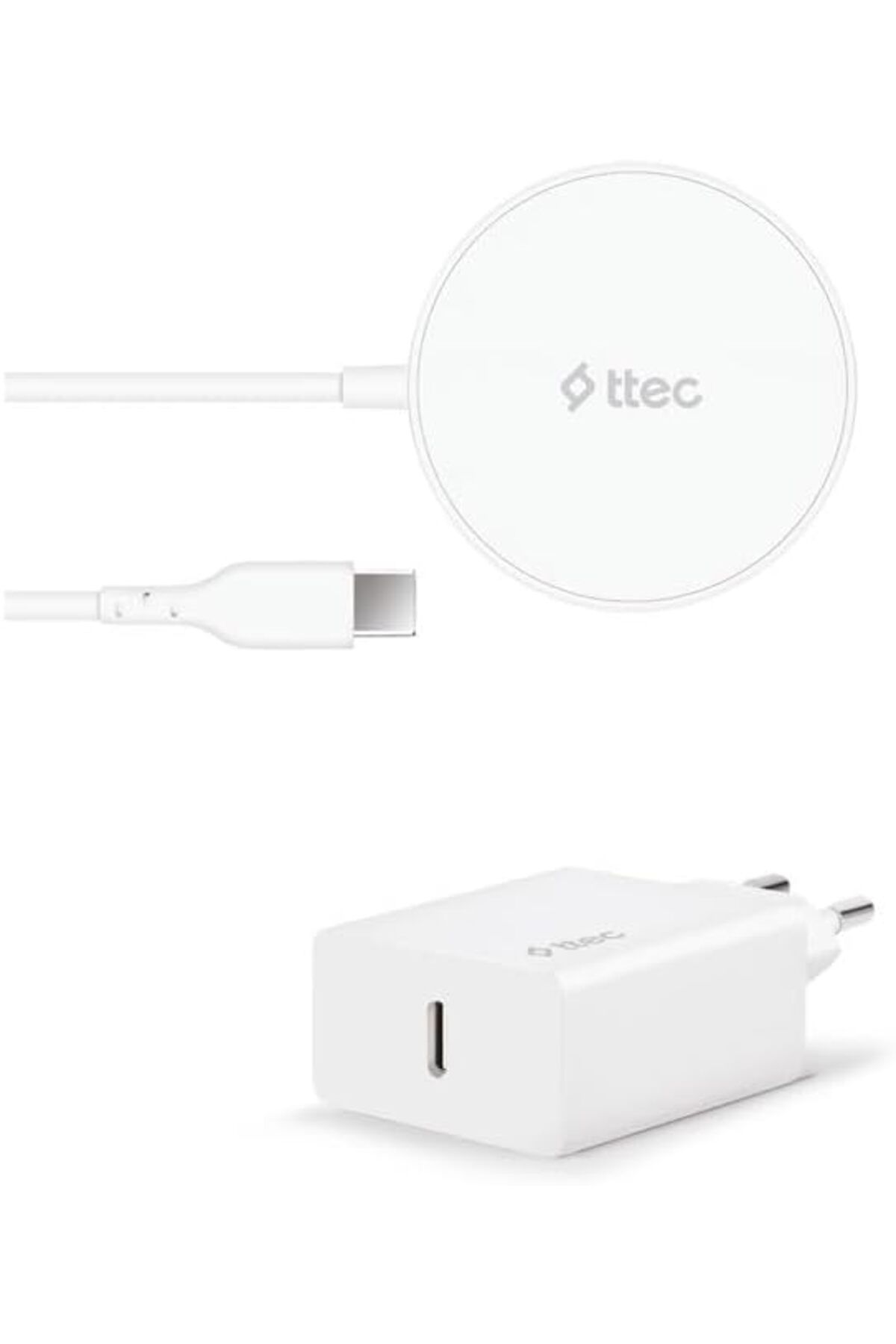 STOREMAX sivtcrt AirCharger M+ MagSafe Uyumlu Kablosuz Şarj Aleti ve PD 20W Seyahat Şarj Aleti Beyaz Modern