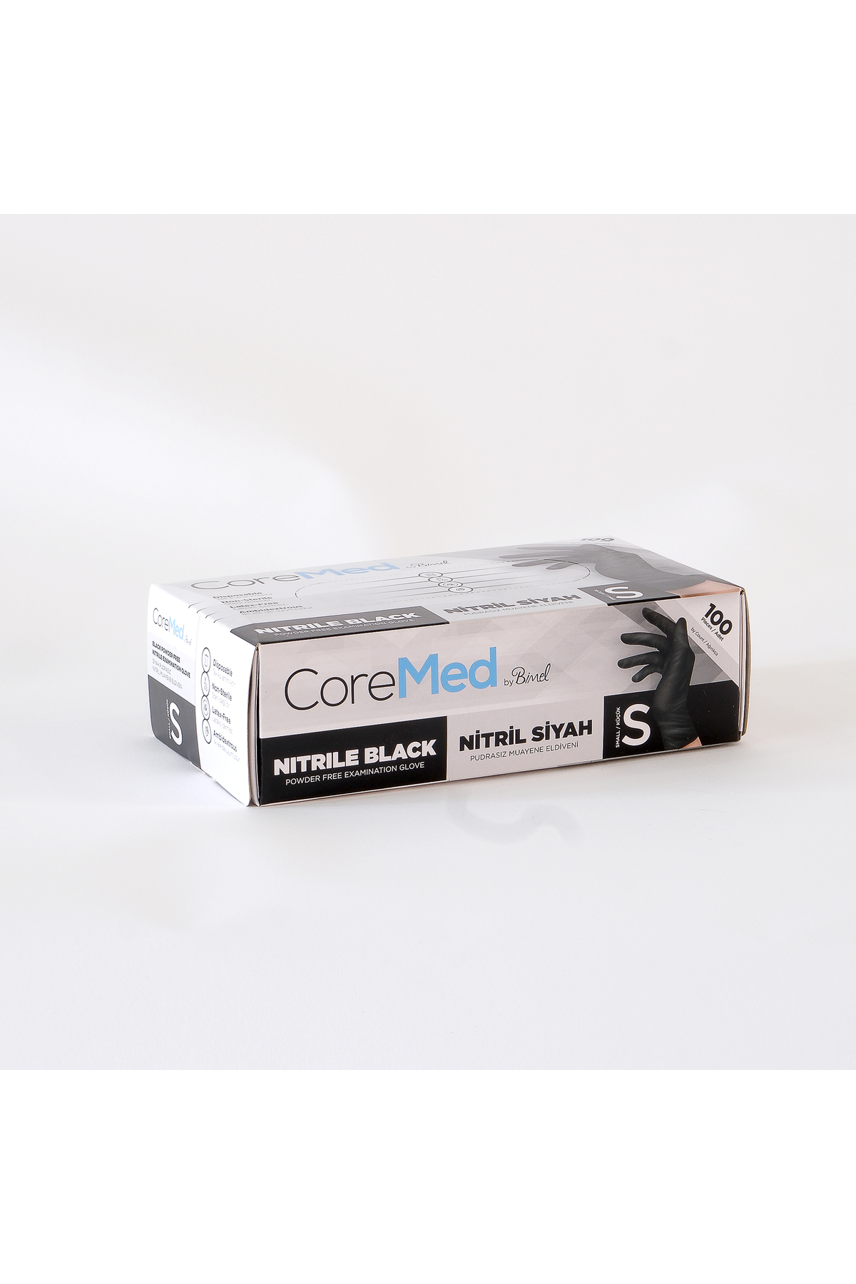 ADYMEDİKALVET Coremed Nitrile Black Exam Gloves 100 Pieces S Pack 3 ...
