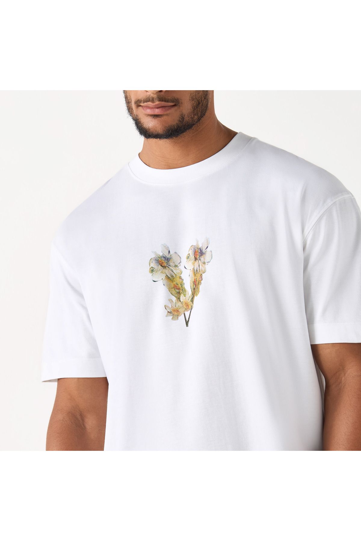 Iconic-Floral Print T-shirt with Short Sleeves and Crew Neck 4