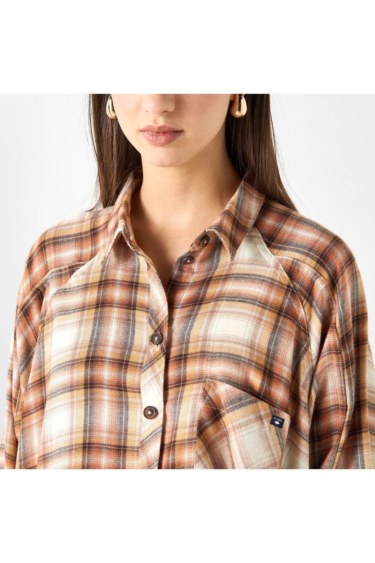 Lee Cooper-Checked Shirt with Long Sleeves and Pocket 4