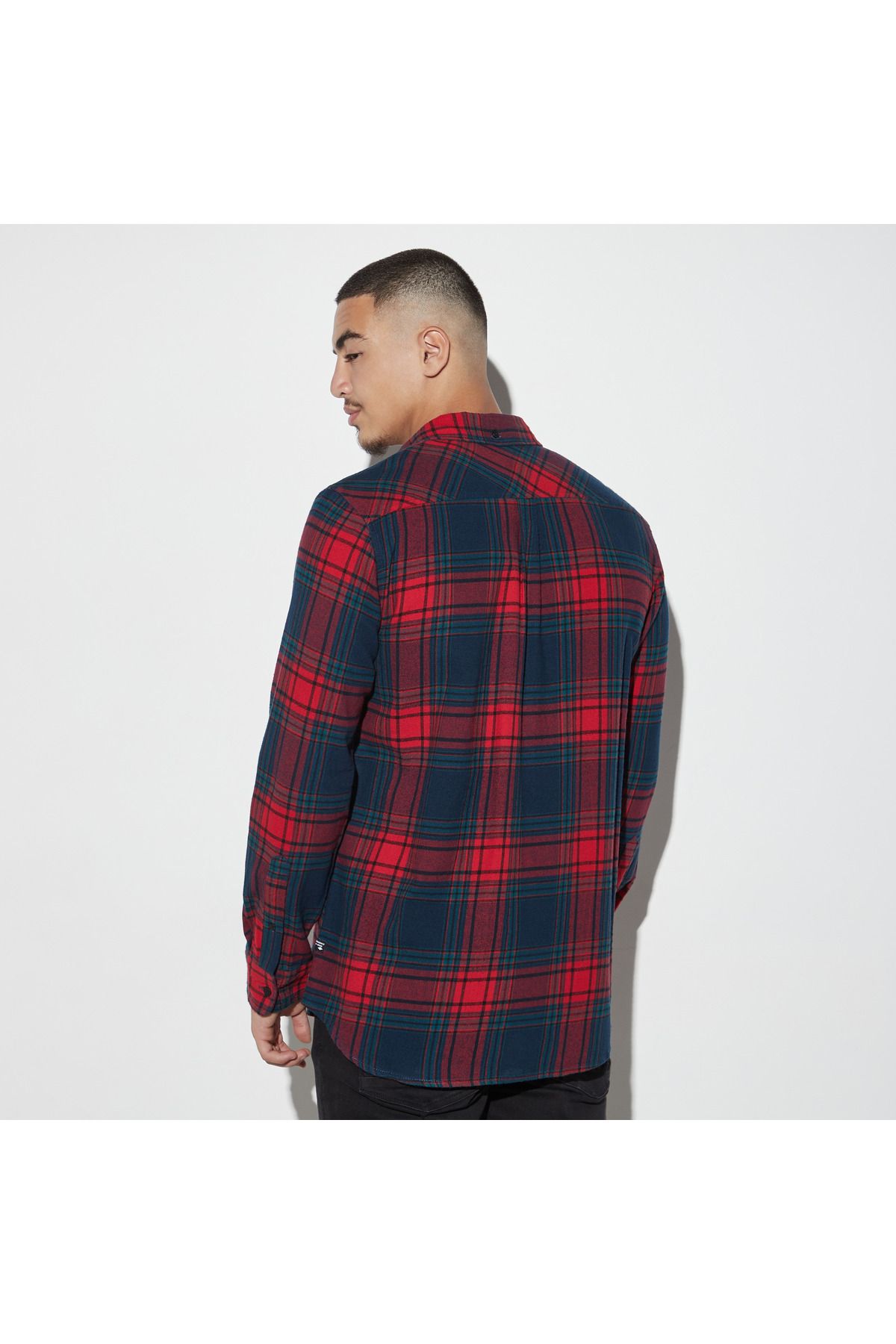 Lee Cooper-Checked Shirt with Pocket and Long Sleeves 3