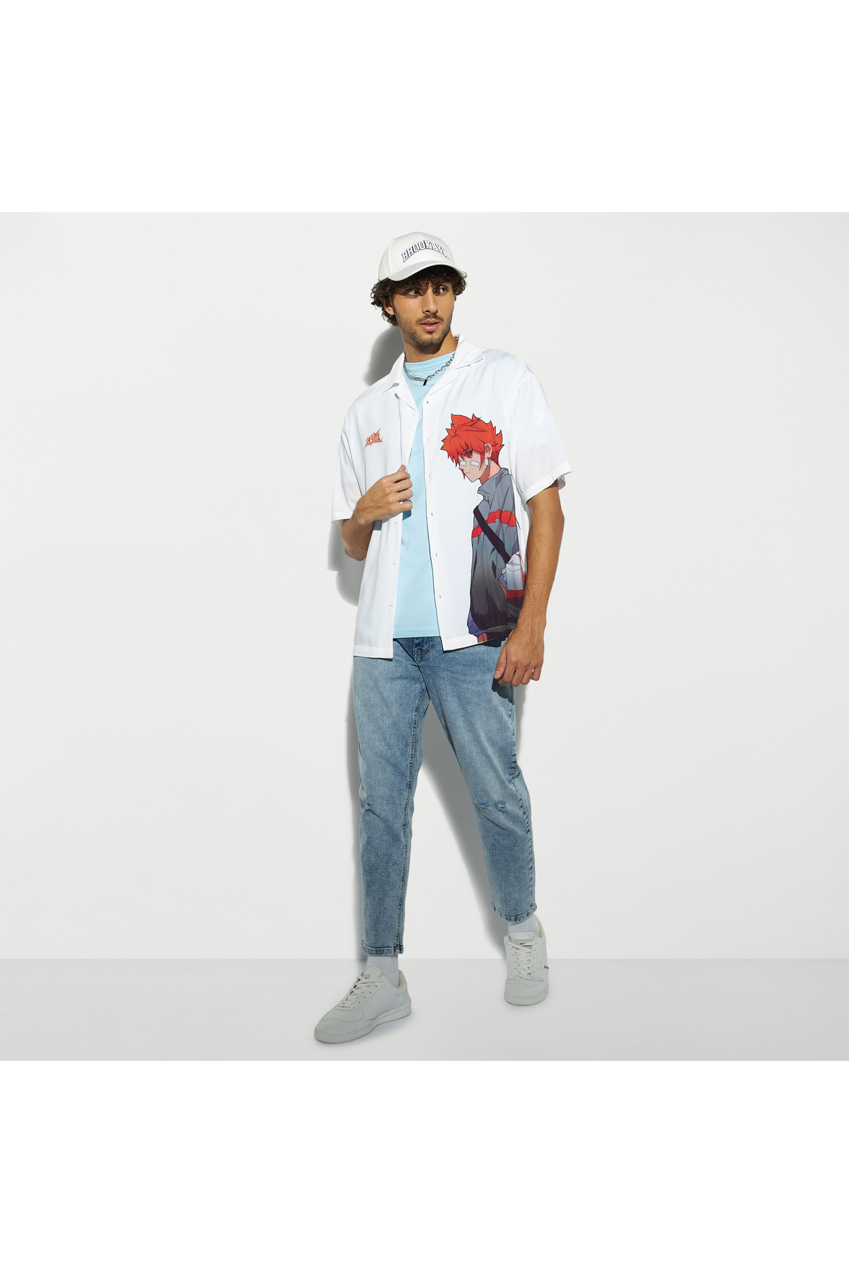 SP Characters-Anime Print Shirt with Camp Collar and Short Sleeves 2