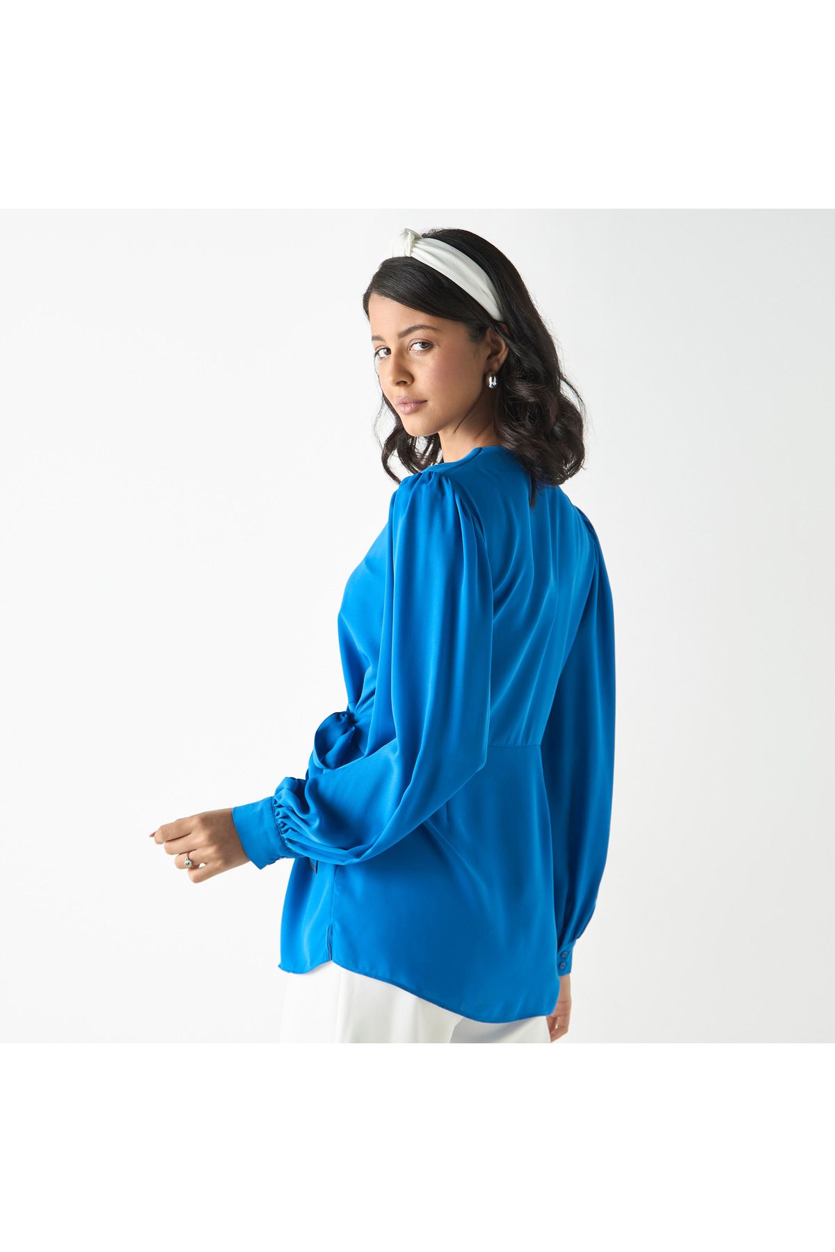 Iconic-Solid Top with Tie-Ups and Volume Sleeves 3