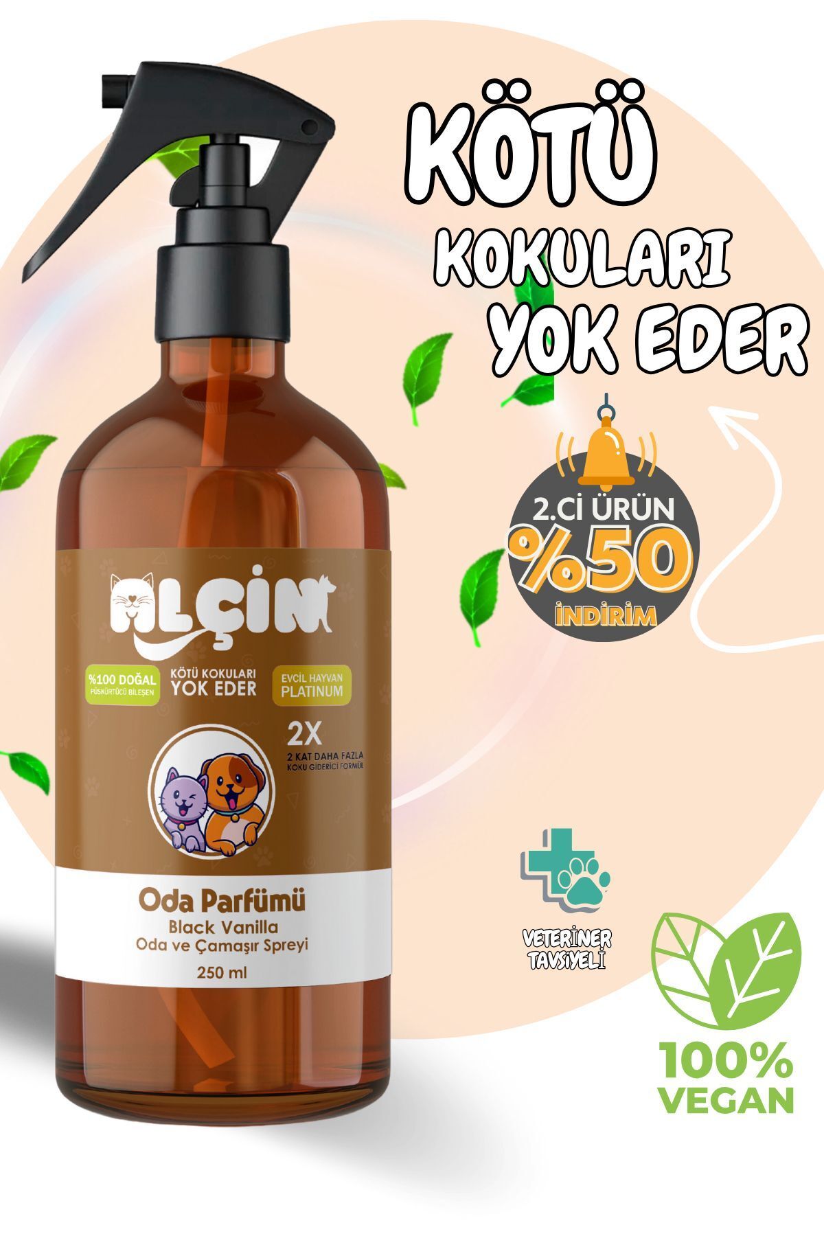 ALÇİN Kedi Kumu Ve Tuvaleti Koku Giderici,Vanilla Parfümü Spreyi