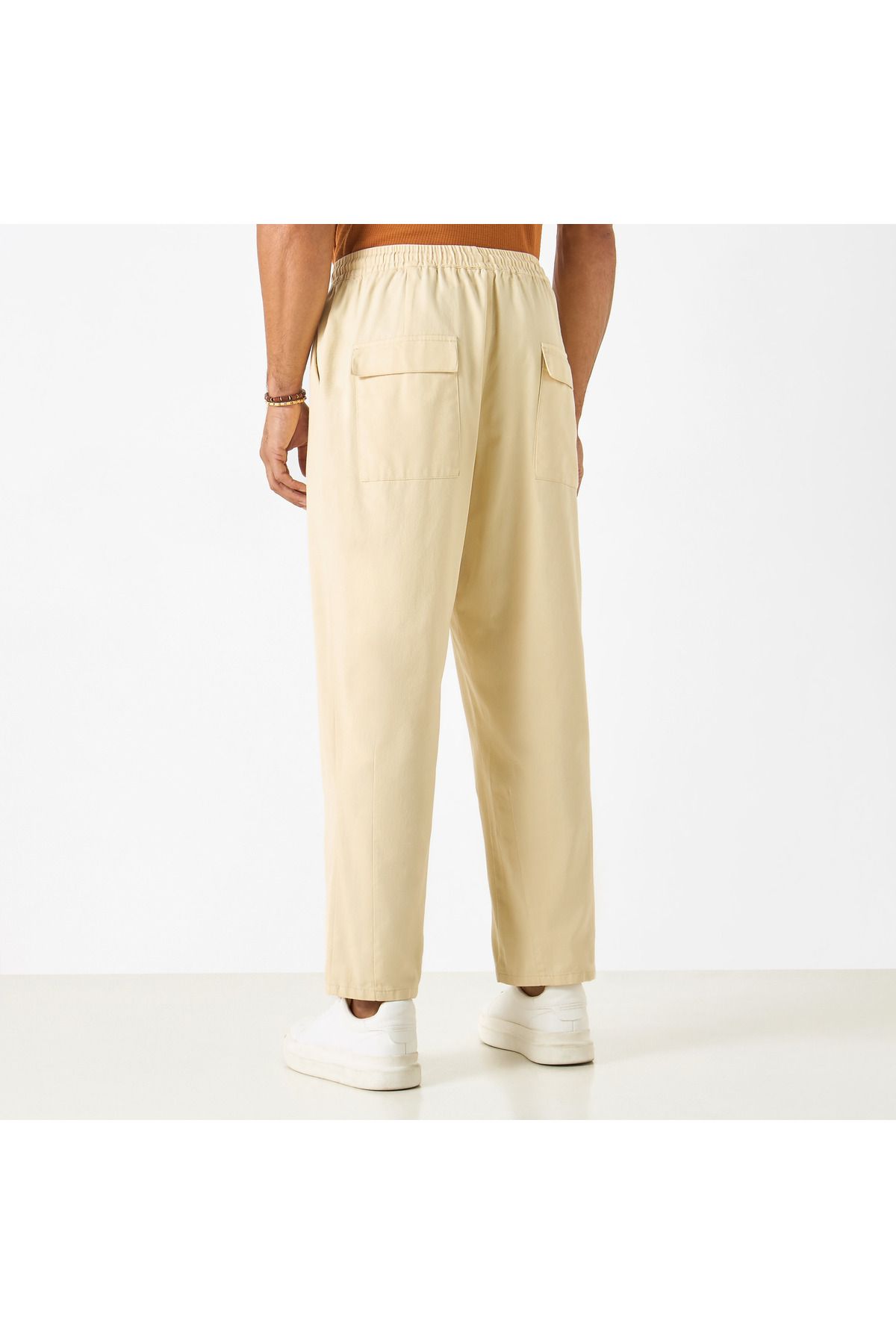 Iconic-Solid Flexi Waist Regular Fit Joggers with Drawstring Closure and Pockets 3