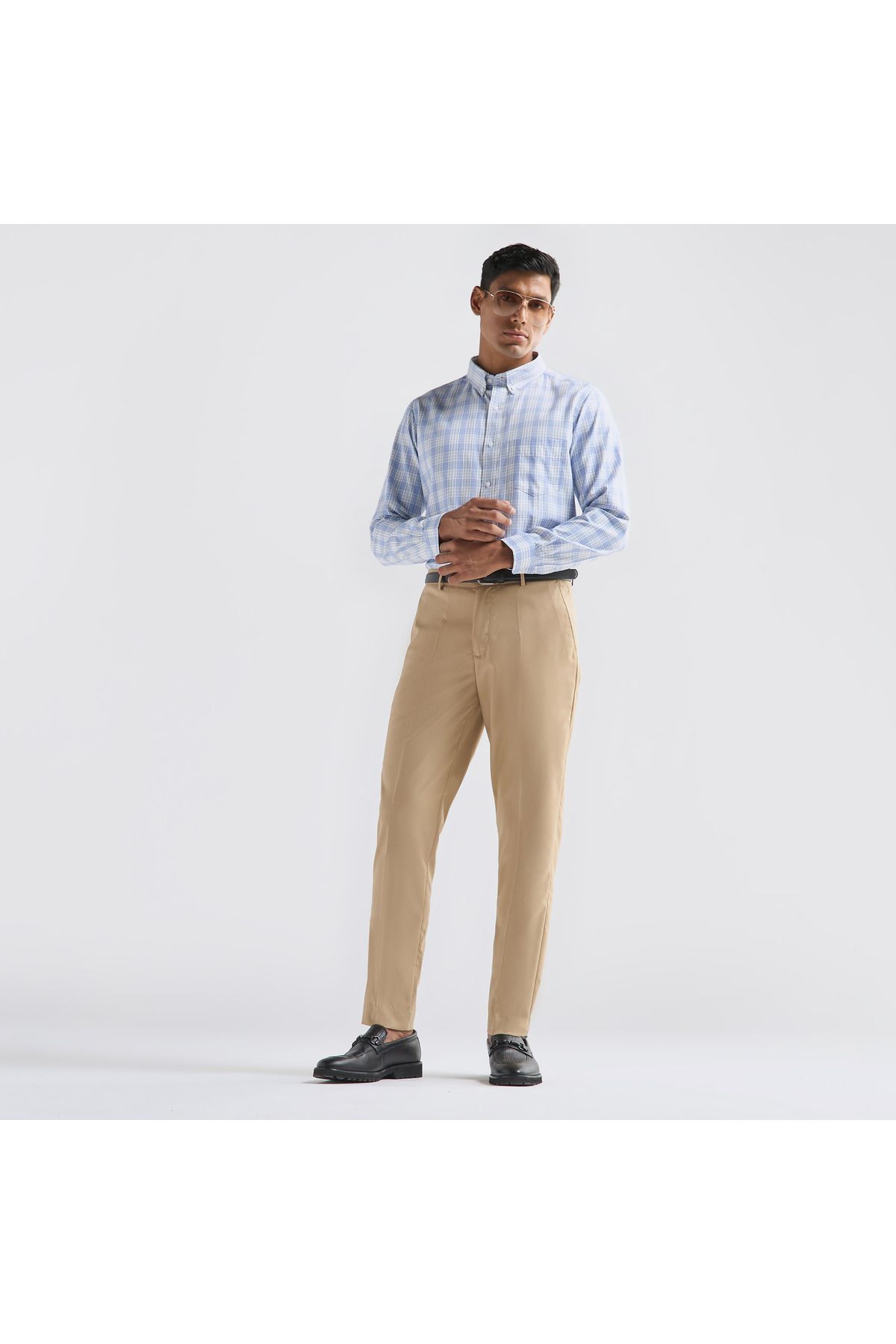 FAV-Textured Regular Fit Flexi Waist Trousers with Pockets 2