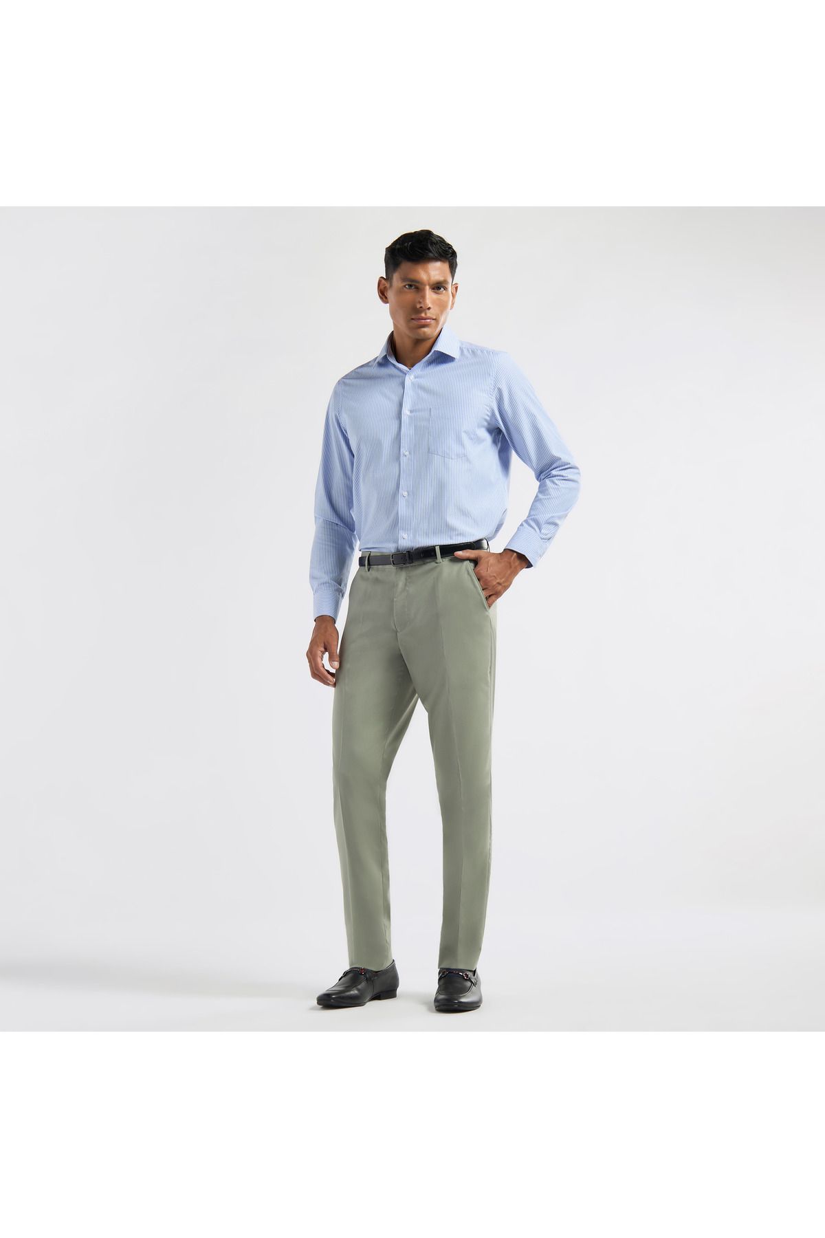 FAV-Regular Fit Flexi Waist Trousers with Pockets and Button Closure 2