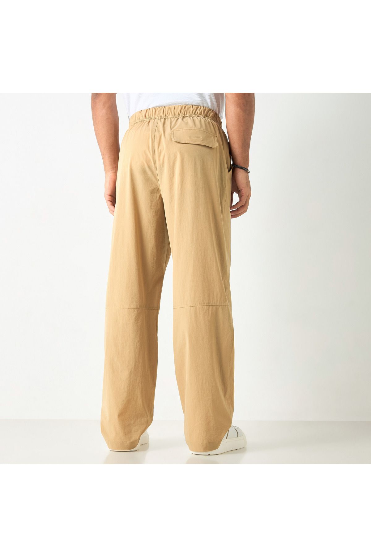 Starter-Solid Flexi Waist Trousers with Drawstring Closure and Pockets 3