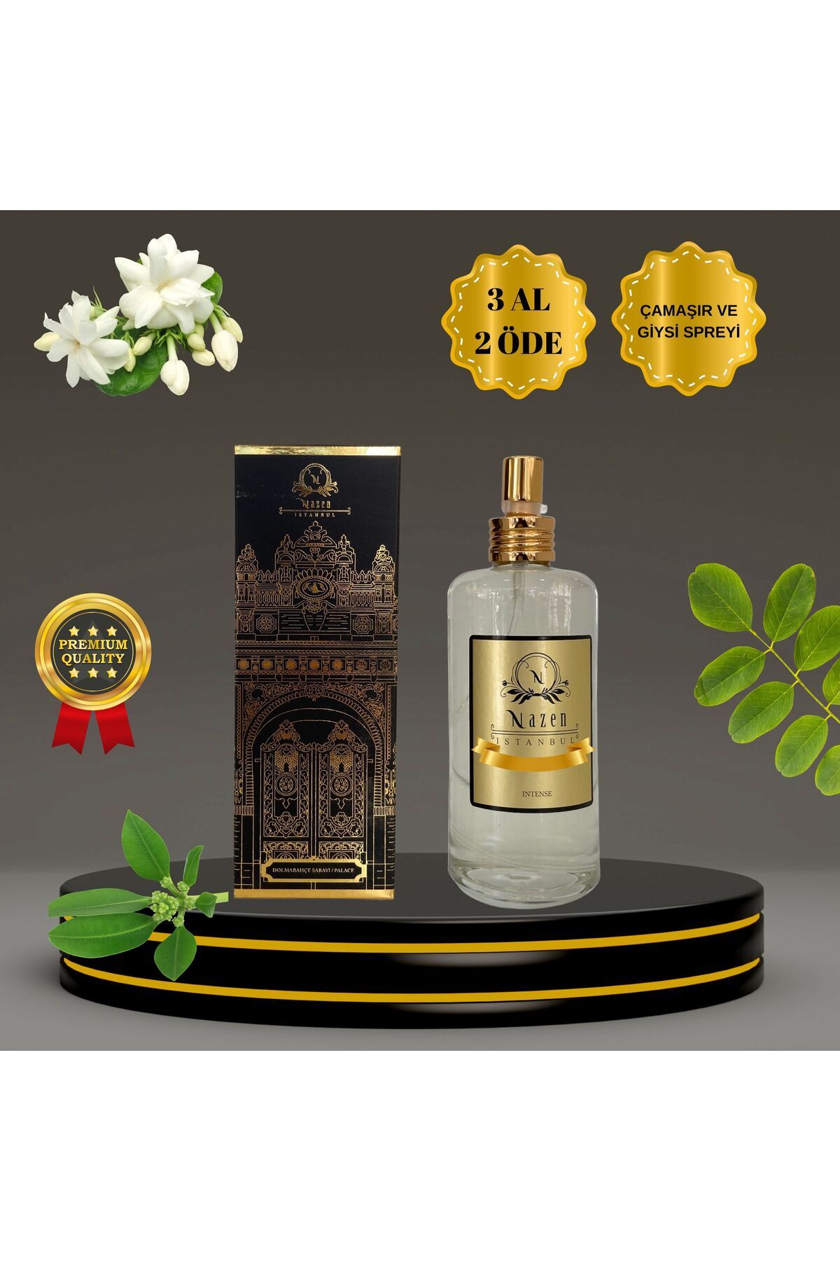 Nazen İstanbul Sandal Ylang Ylang Saray Koleksiyonu İntense Premium Hijyenik Cam Şişe Çamaşır ve Giysi Parfümü