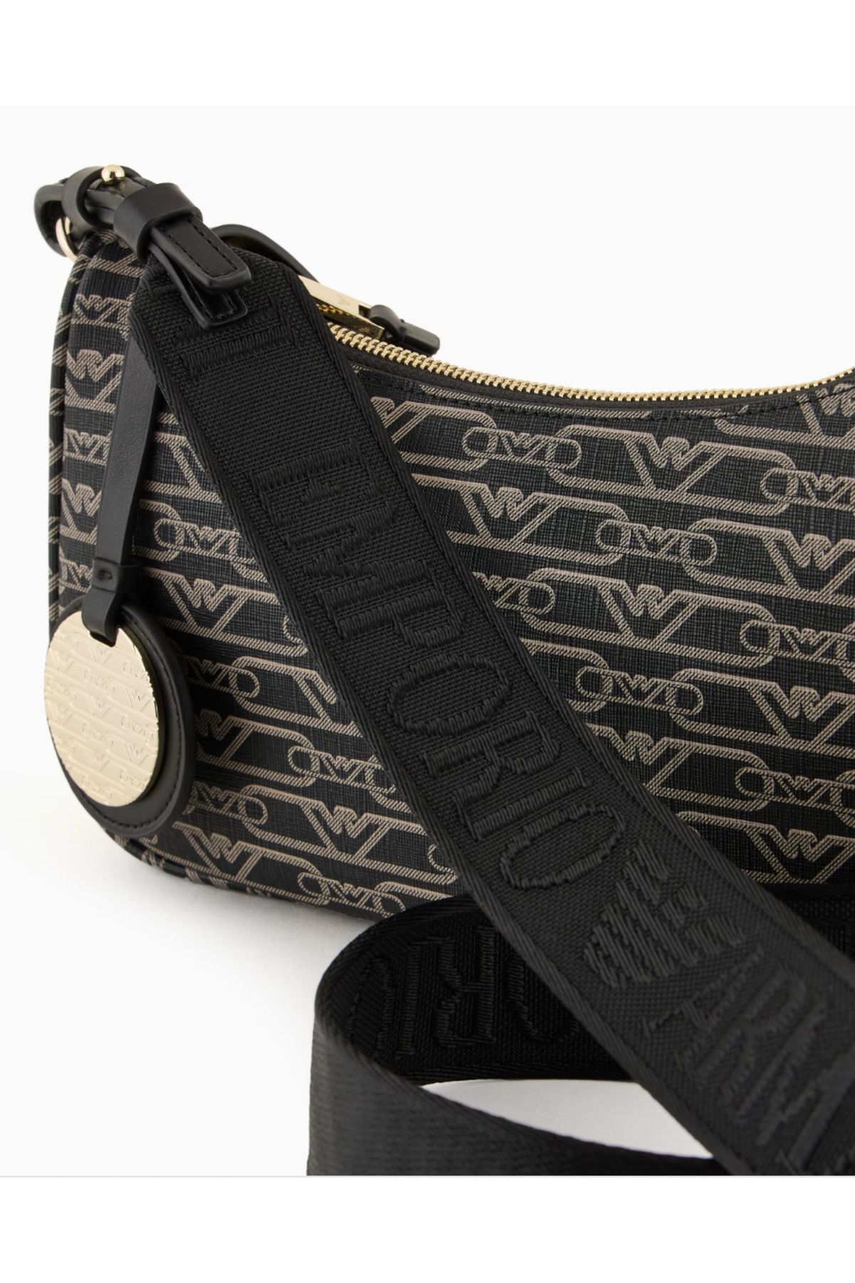 Emporio Armani-Baguette Bag with All-Over Monogram Print 5