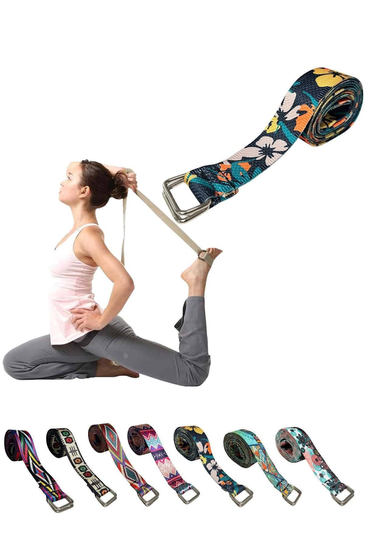 REMEGE Yoga Kemeri - 200 Cm Yoga Kemeri - Dijital Baskılı Pamuklu Yıkanabilir Yoga Kemeri - Yoga Kayışı