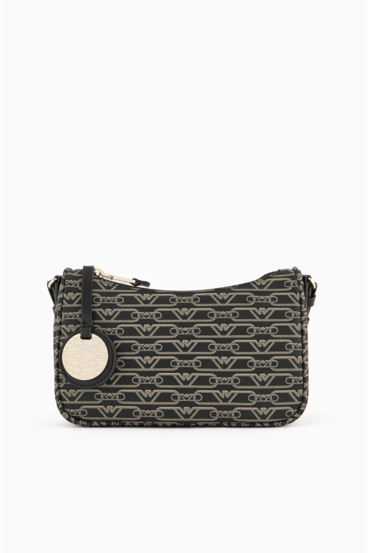Emporio Armani-Baguette Bag with All-Over Monogram Print 1