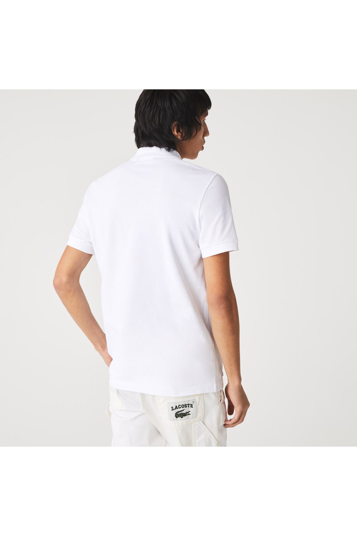 تی شرت یقه پولو مردانه چوگان سفید چاپی معمولی Lacoste