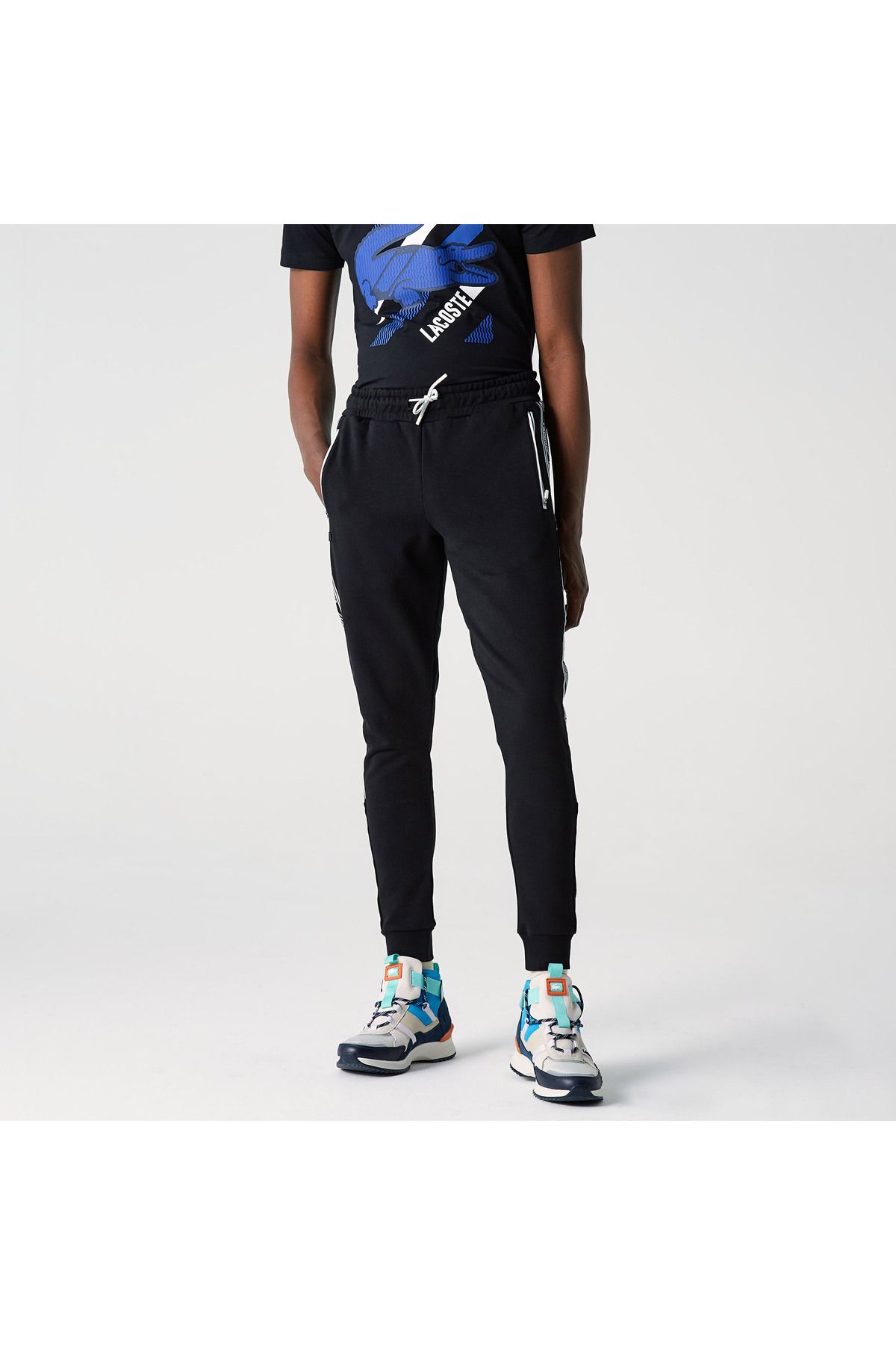 شلوار گرمکن مشکی مردانه لباس چاپی منظم شش Lacoste