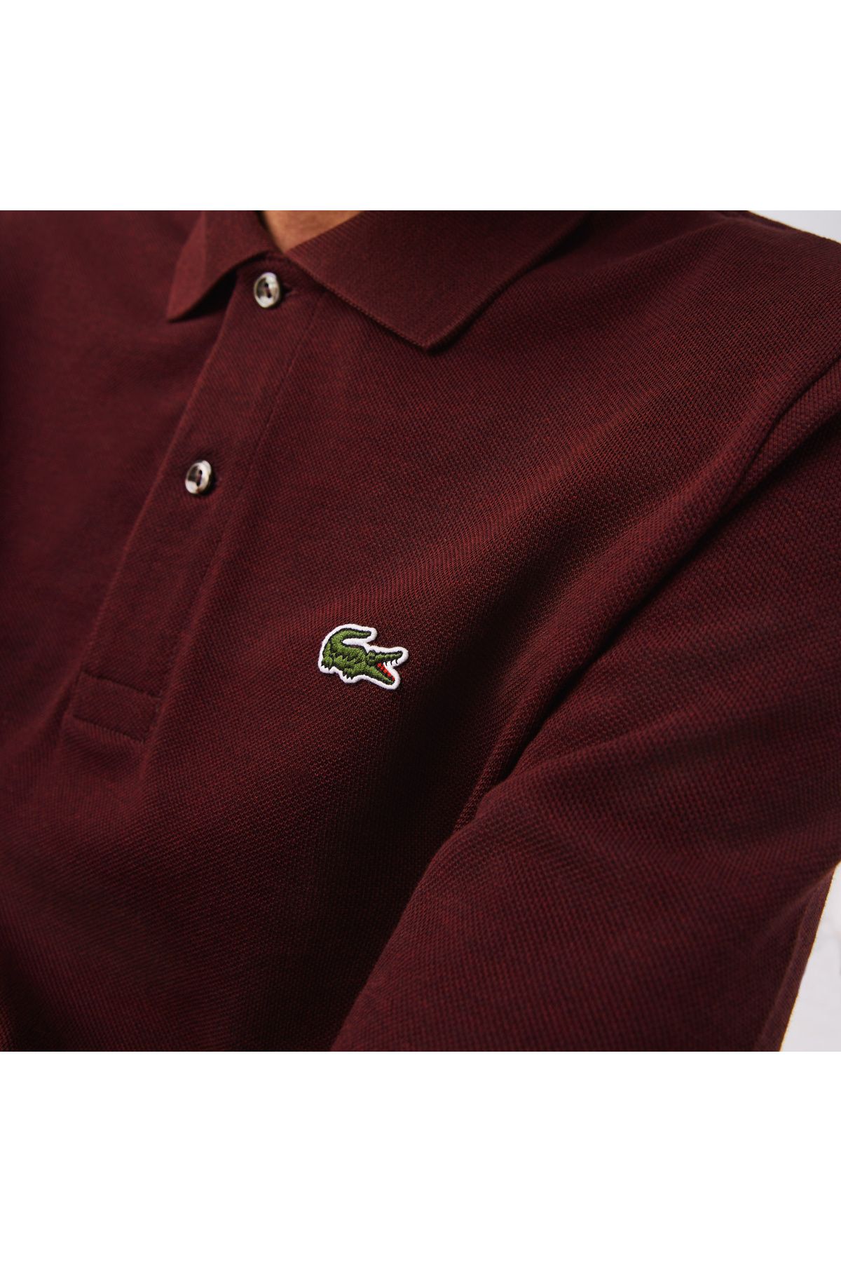 تی شرت یقه پولو قرمز مردانه آستین بلند کلاسیک Marl L.12.12 Bordeaux Polo Lacoste