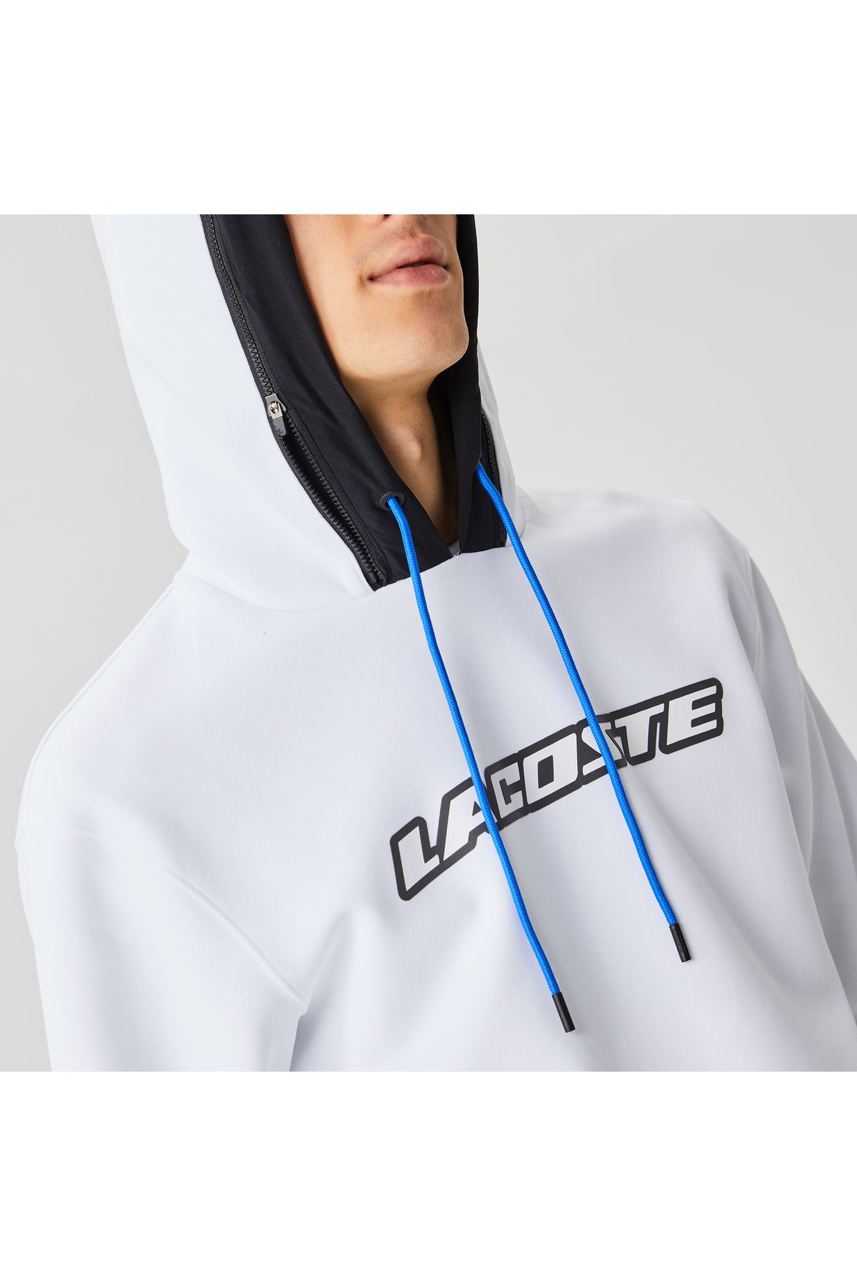 سویشرت سفید مردانه پیراهن با کلاه قابل تنظیم به طور منظم آقایان Lacoste