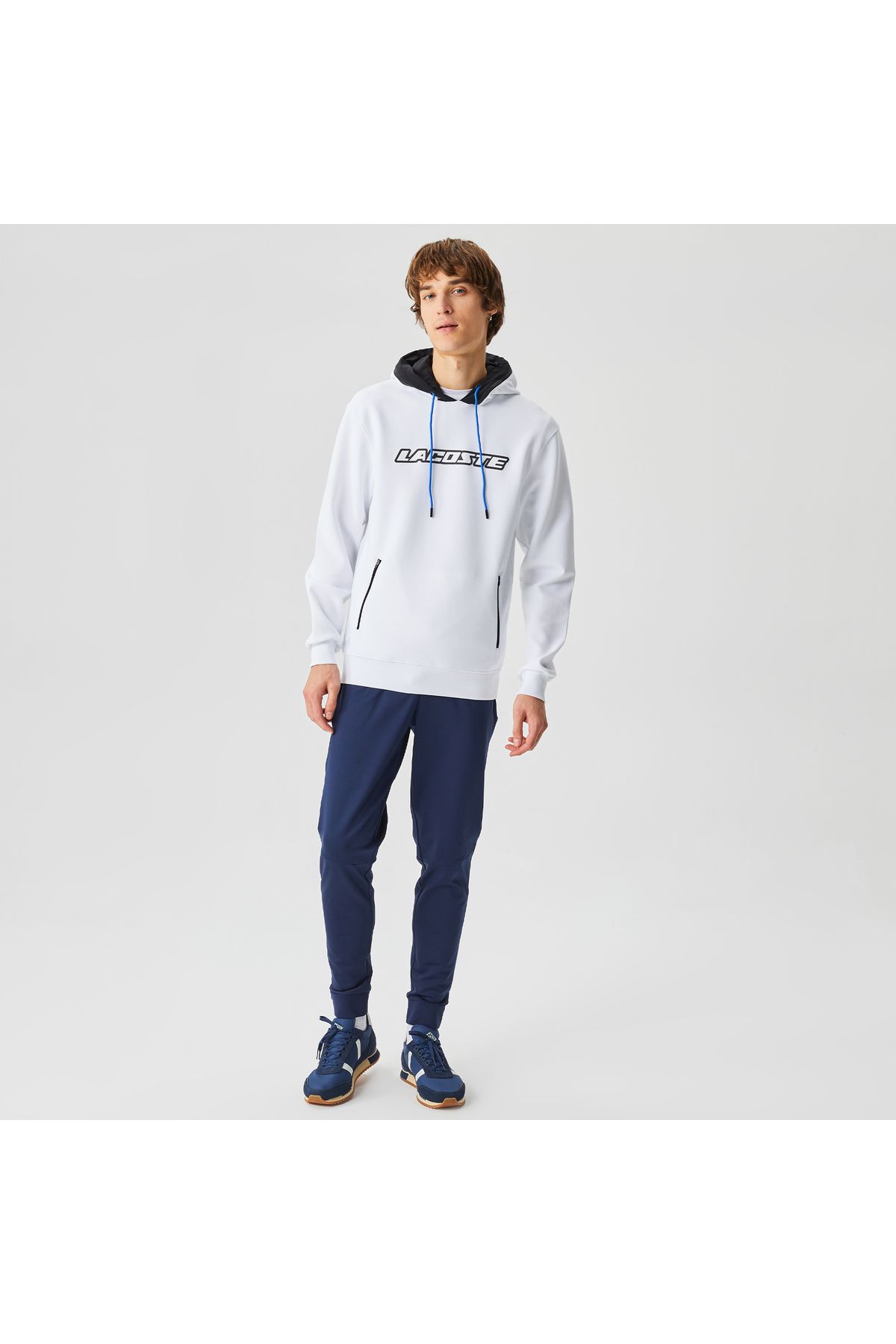 سویشرت سفید مردانه پیراهن با کلاه قابل تنظیم به طور منظم آقایان Lacoste