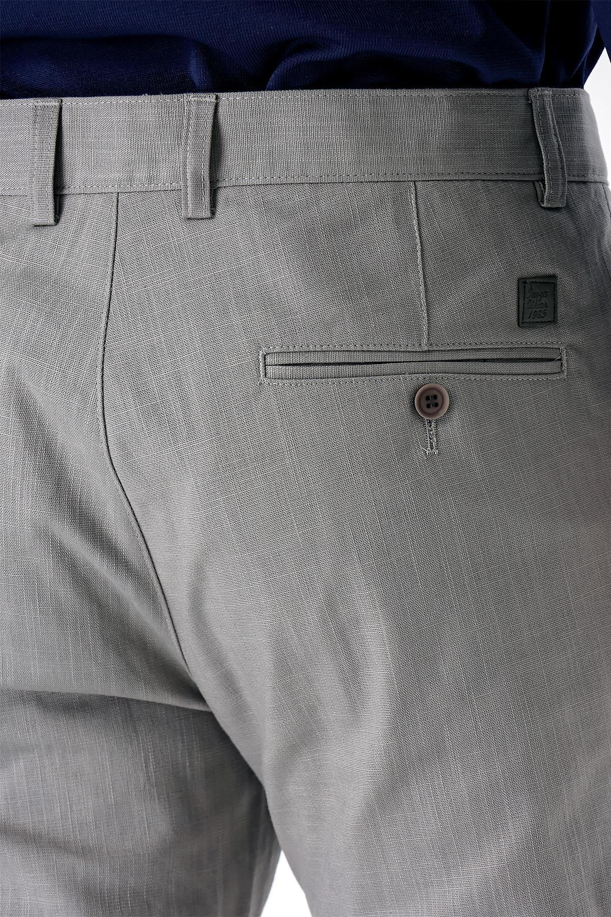 شلوار مردانه پنبه خاکستری جانبی باریک و CHINO 1003240151 İmza