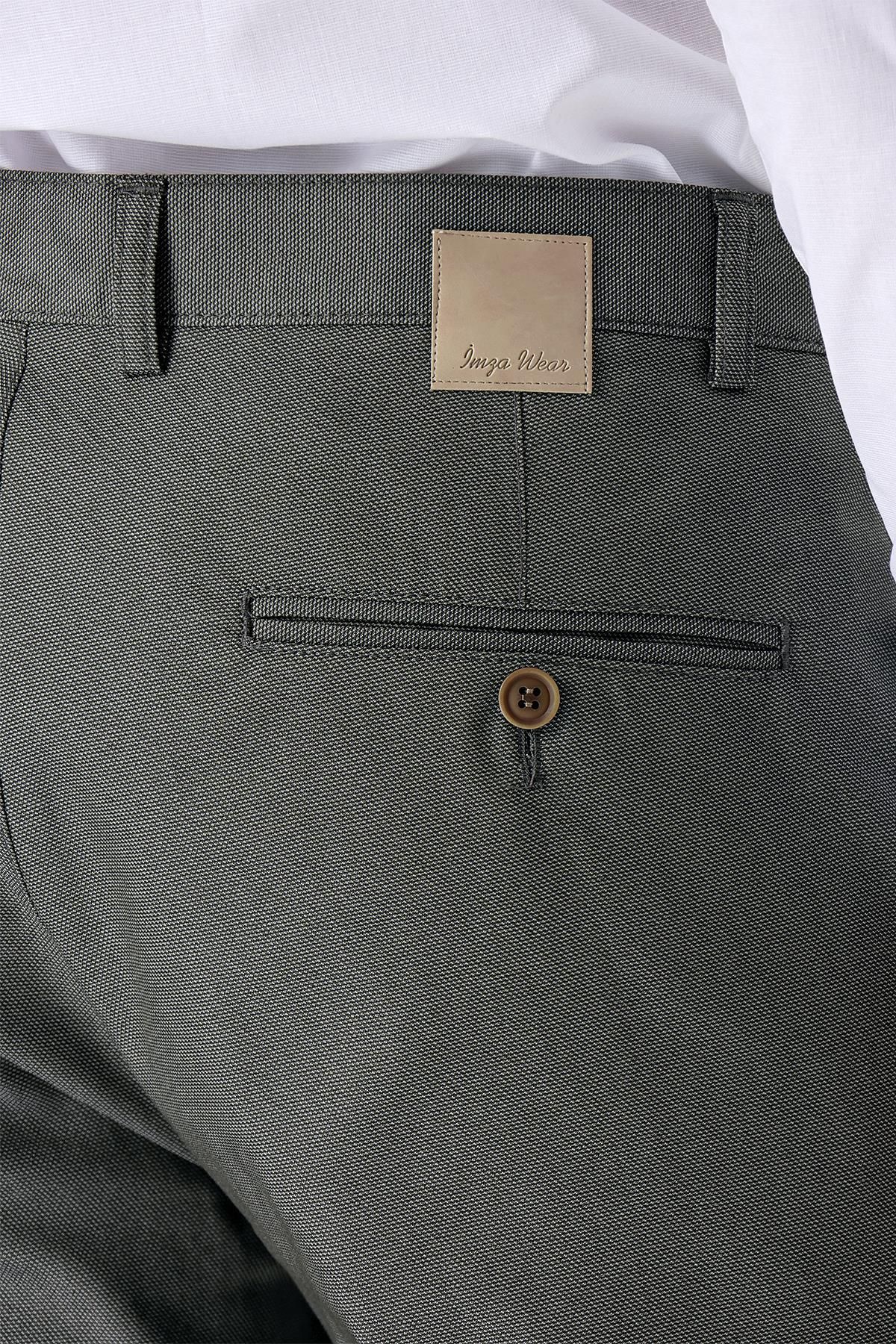 شلوار مردانه پنبه خاکی تیره جانبی باریک و CHINO 1003240150 İmza