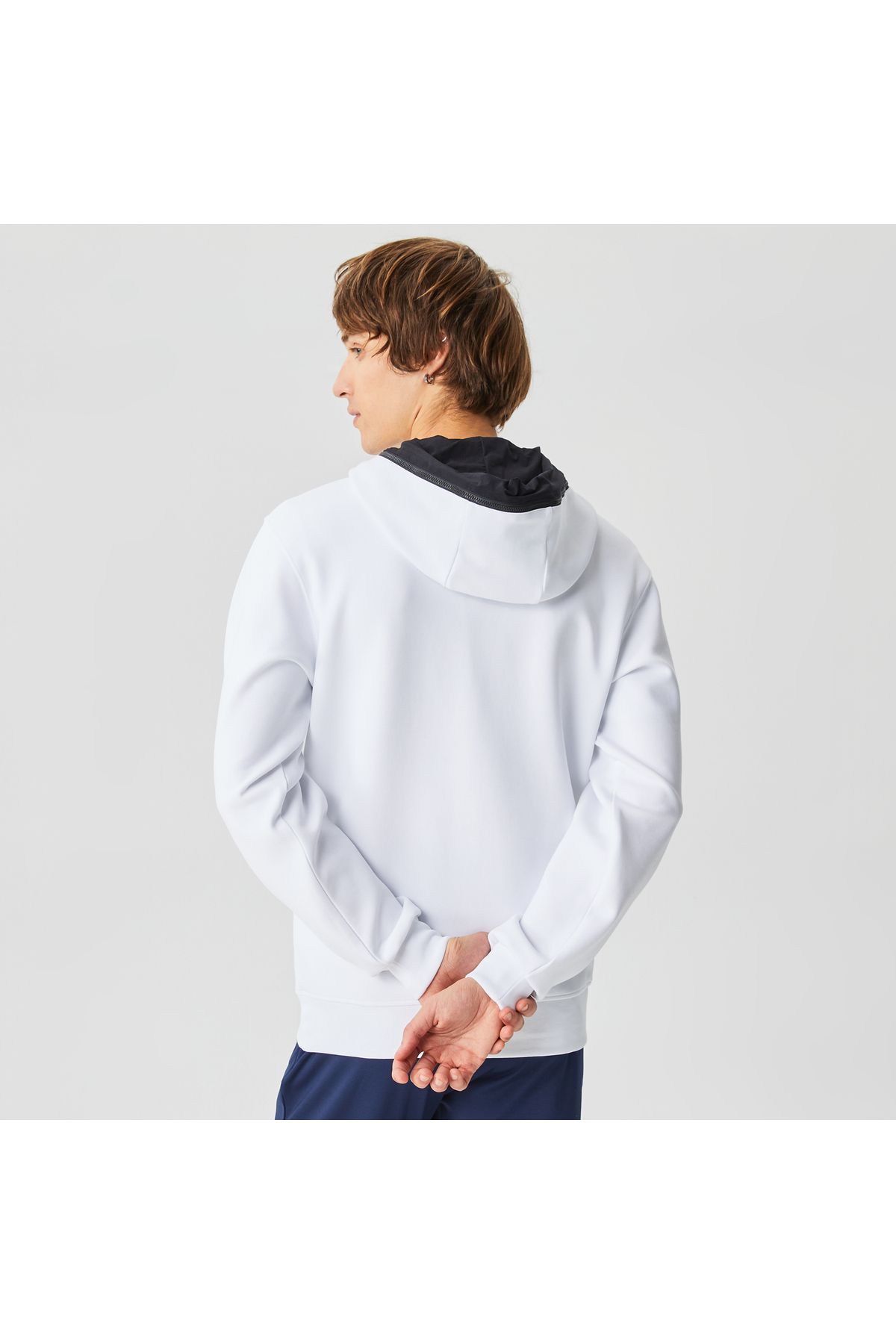 سویشرت سفید مردانه پیراهن با کلاه قابل تنظیم به طور منظم آقایان Lacoste