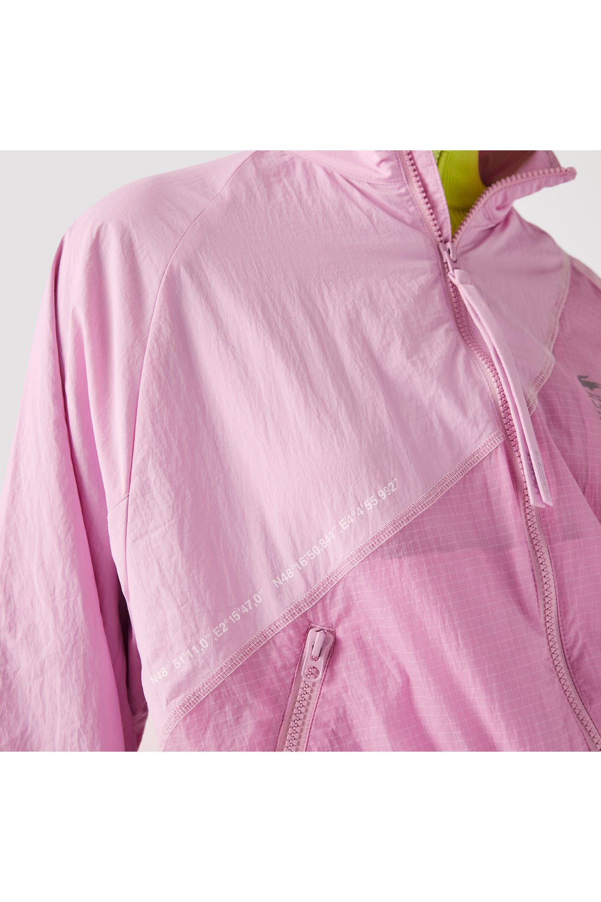 کاپشن صورتی زنانه مانتو چاپ یقه بلند فعال Lacoste