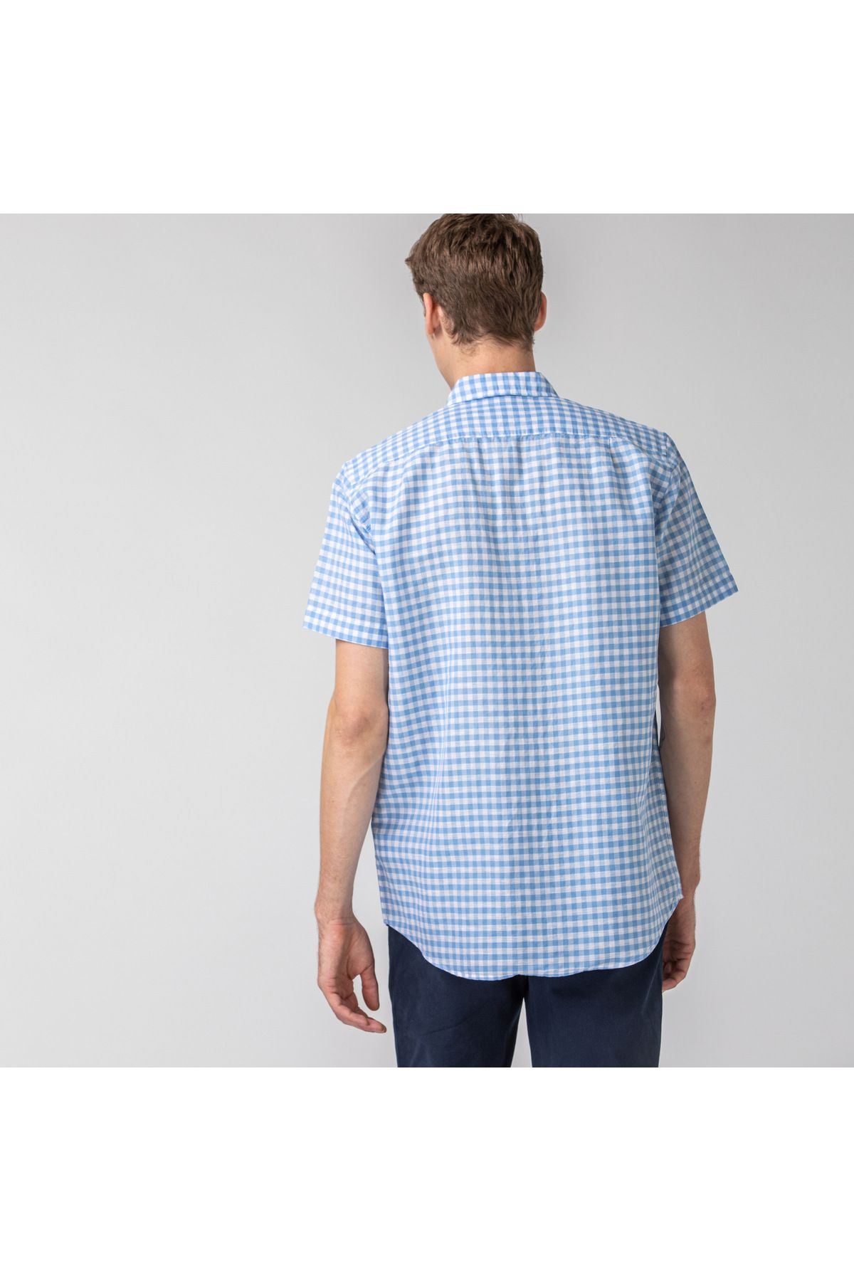 پیراهن / بلوز دکمه دار آبی مردانه آستین کوتاه متناسب با الگوی CH0053K Lacoste