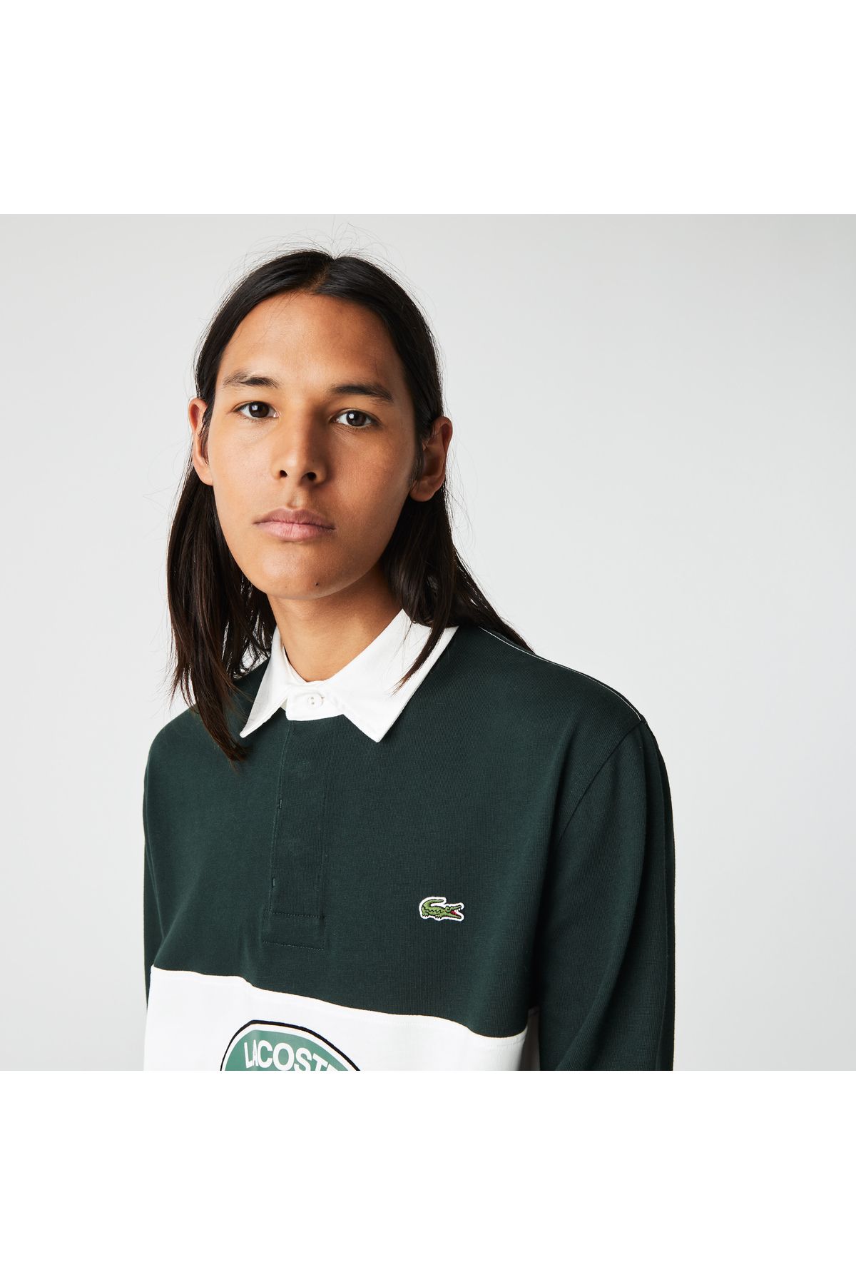 سویشرت سبز مردانه آستین بلند و طرح دار Lacoste