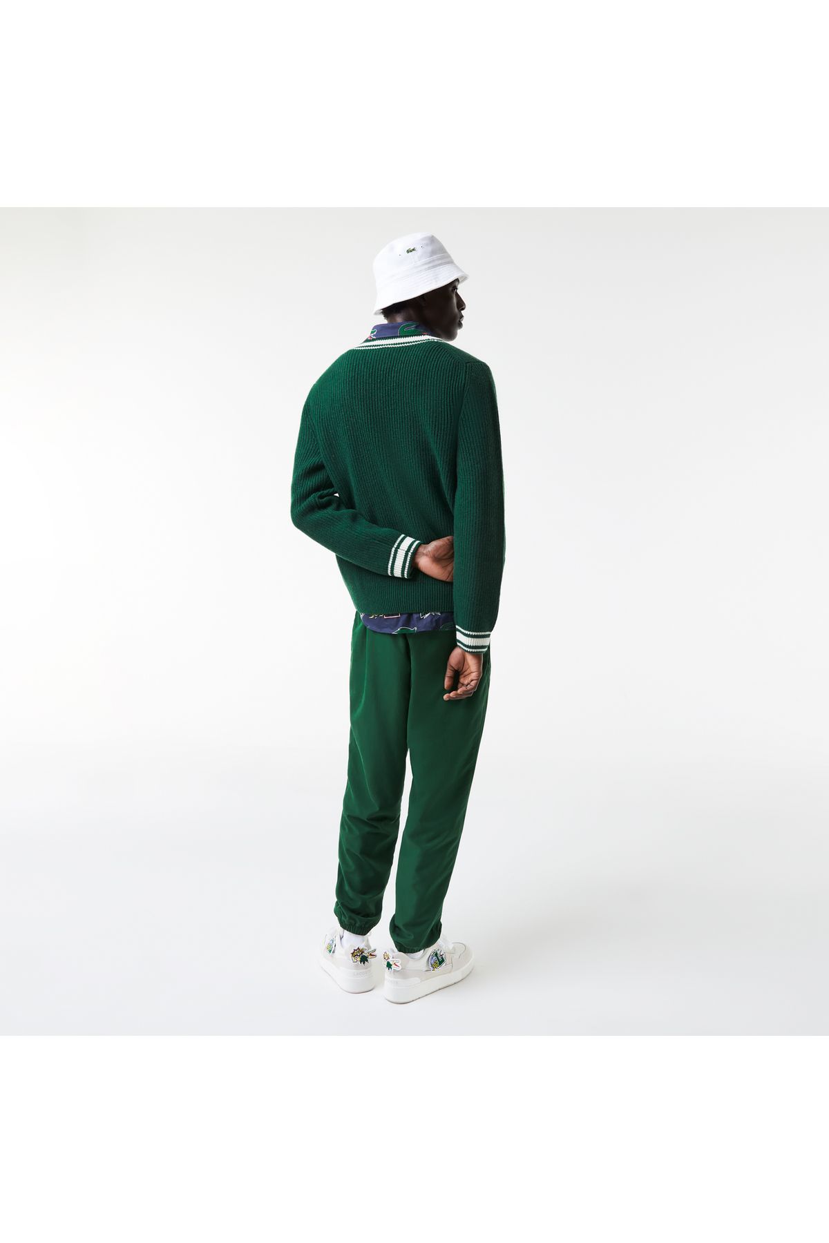 پلیور آبی مردانه ژاکت سبز پشمی طرح دار Lacoste