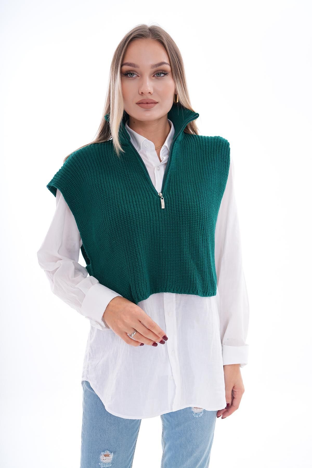 ŞİMAL-Pulovere tricotate pentru femei cu jumătate de fermoar 245167   - 3