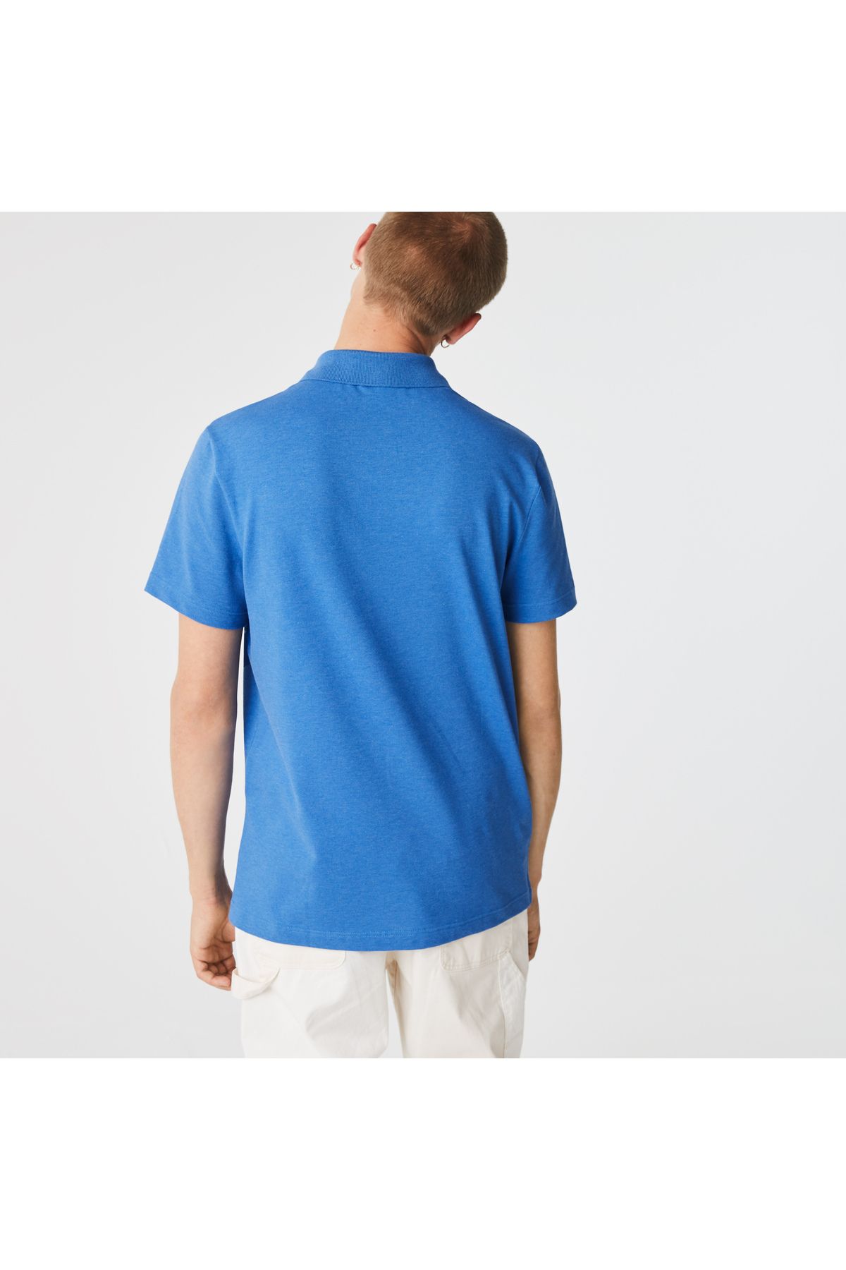 تی شرت یقه پولو آبی مردانه چوگان چاپی منظم Lacoste
