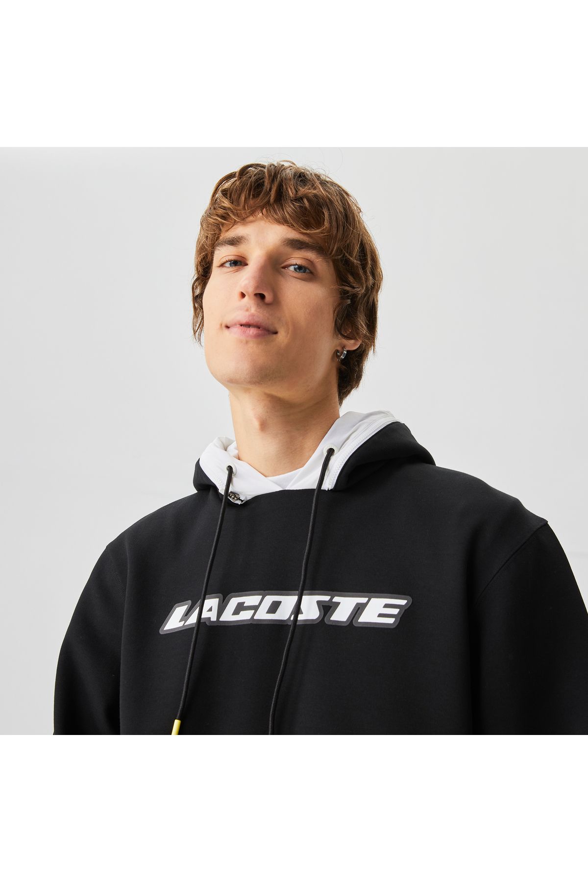 سویشرت مشکی مردانه پیراهن سیاه چاپی قابل تنظیم به طور منظم آقایان Lacoste