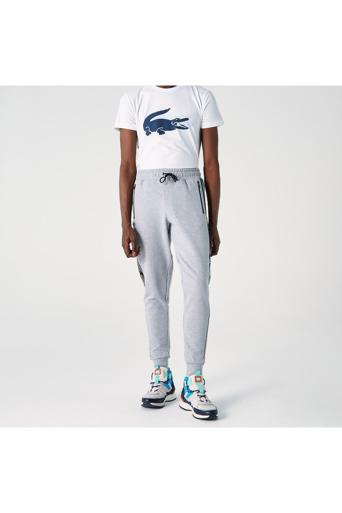 شلوار گرمکن خاکستری مردانه لباس چاپی منظم شش Lacoste
