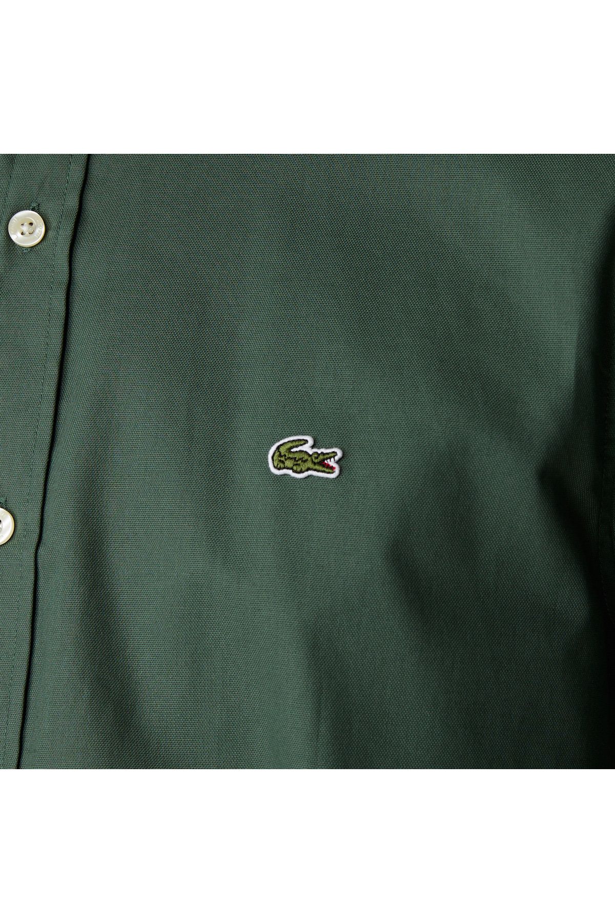 پیراهن / بلوز دکمه دار سبز مردانه Kollar Collar Button Slim Fit Lacoste