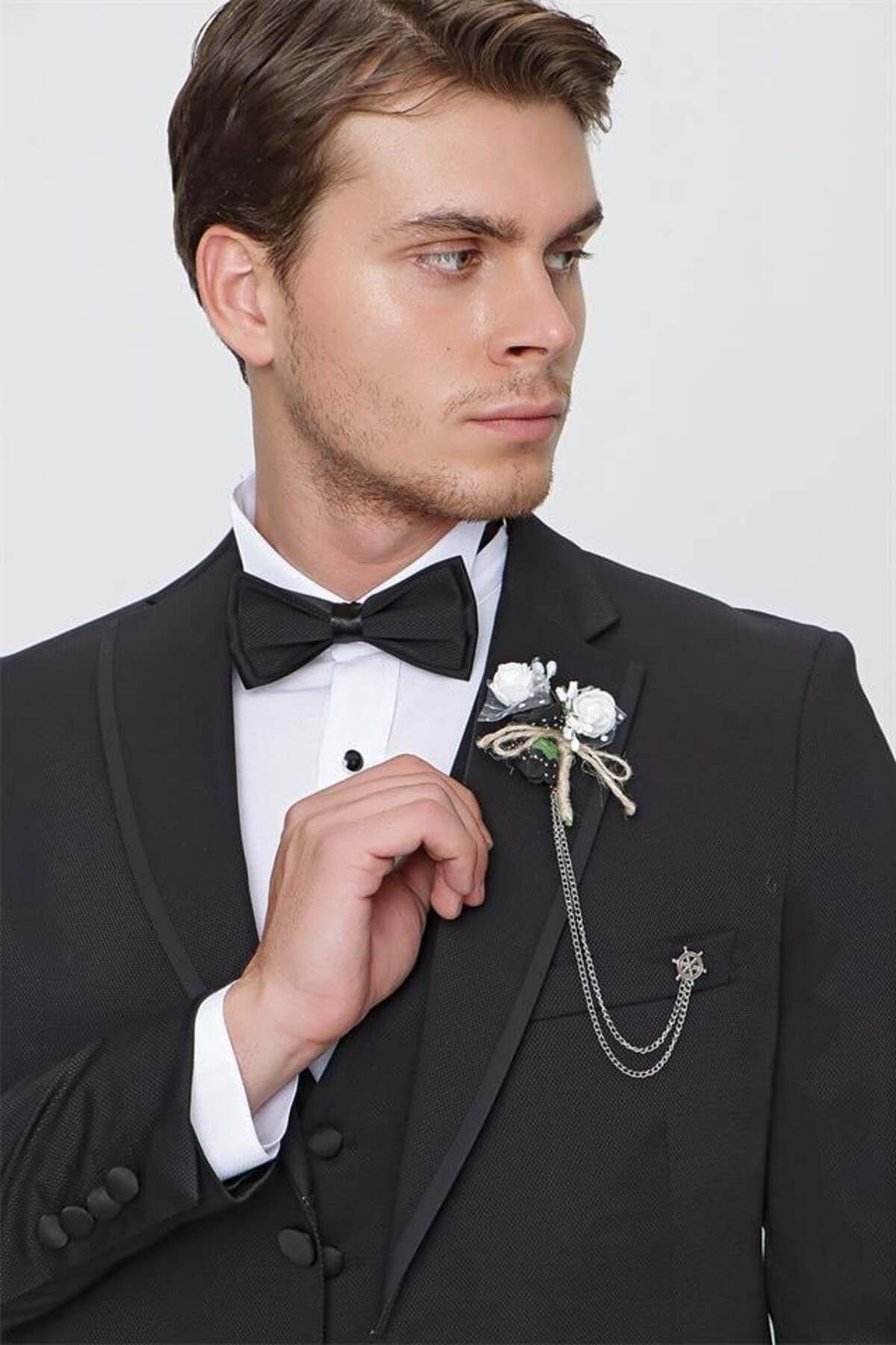 کت وشلوار مردانه PRIMER مشکی AMELOR MONO YAKA با جلیقه 6 قطره SLIM FIT TUXEDO TRAXEDO 1001220201 İmza