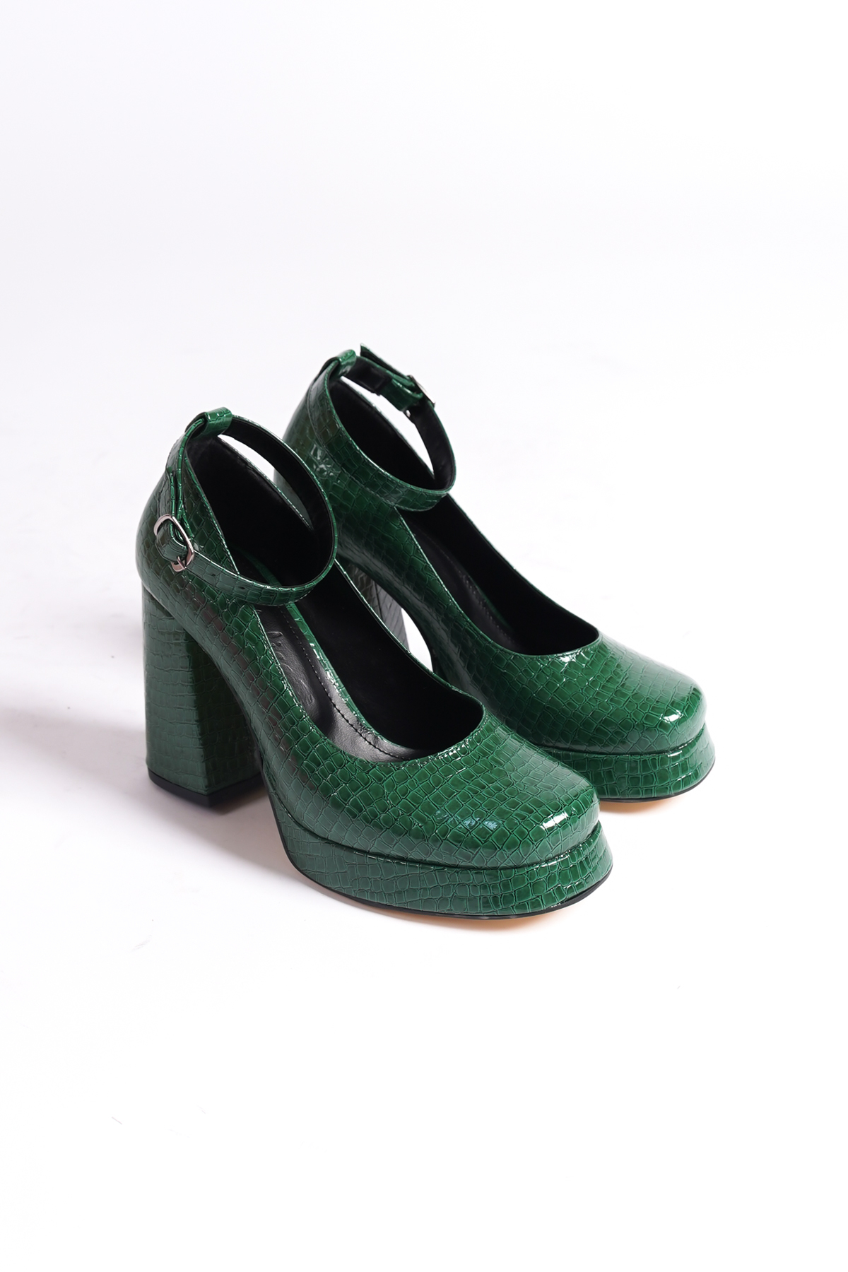 Green Kroko Women's Platform Heels BG1115-119-0006
