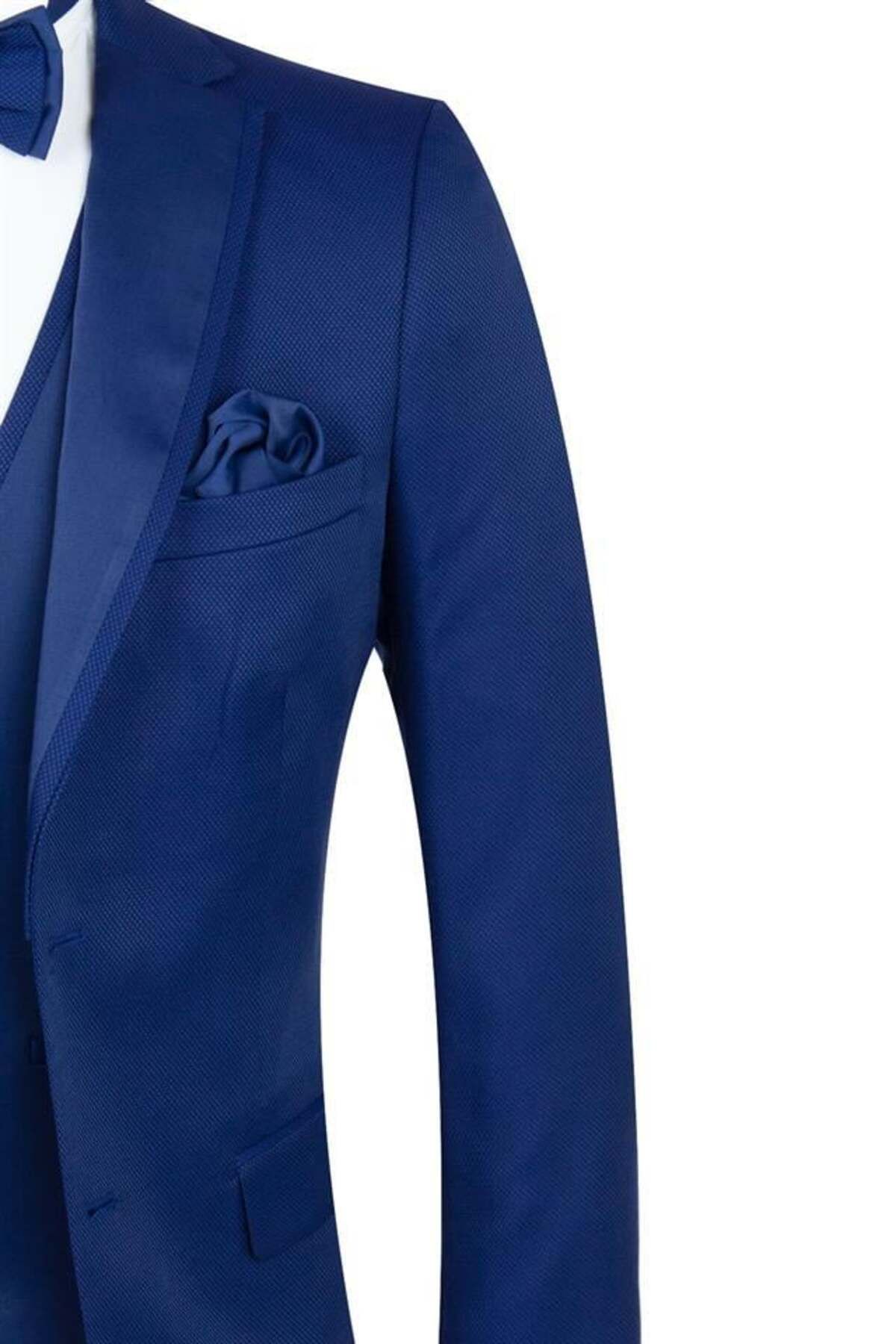 اسموکینگ مردانه NAVY BLUE AMELOR MONO YAKA با جلیقه 6 قطره باریک و تکسدو داماد 1001195219 روکش شده است İmza