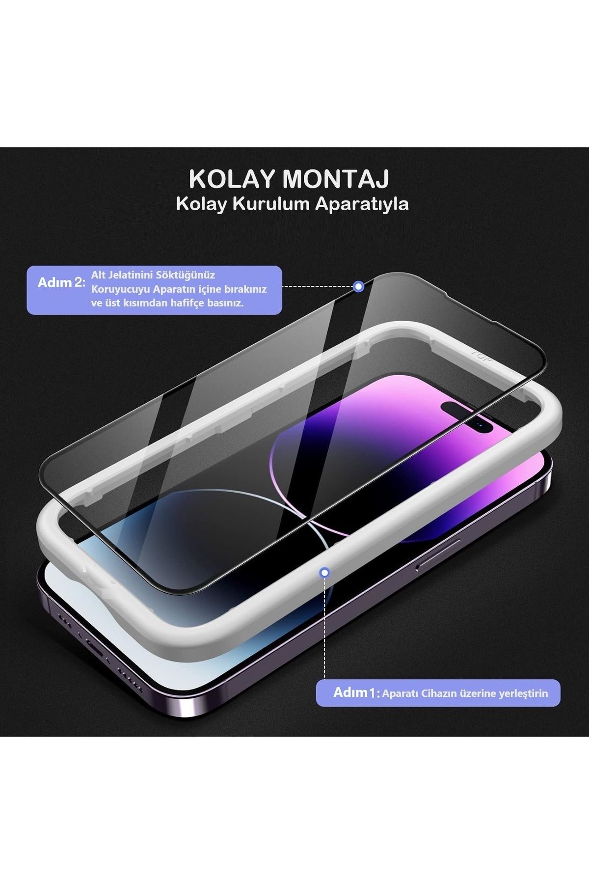 EVAX-(Armor Ghost) Ghost Glass Screen Protector with Alignment Apparatus for iPhone 14 Pro Max Compatible 3