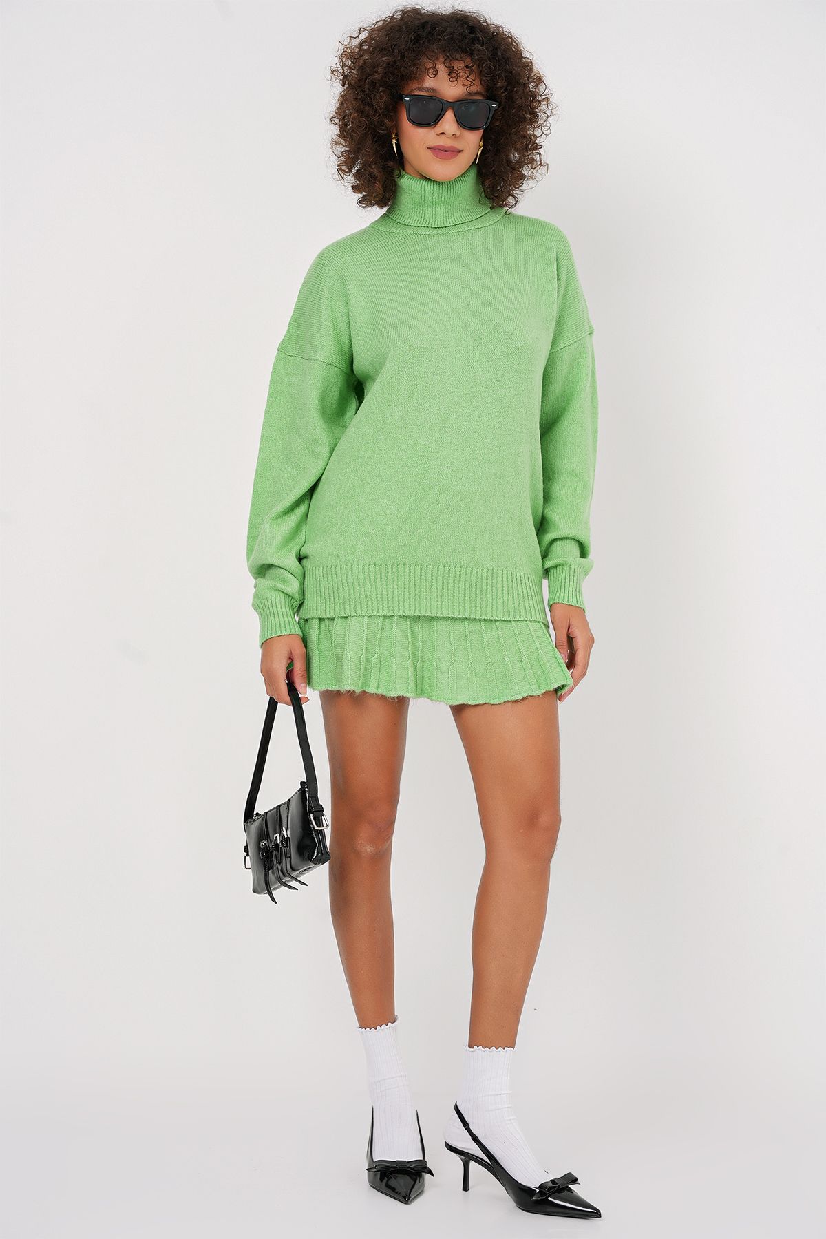 Bigdart-15891 E.Green Strickpullover- und Rock-Set 2