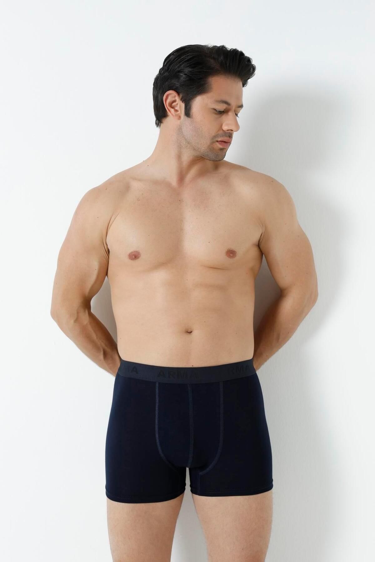 Arma Yıldız-Navy Blue 3-Piece Men's Lycra Boxer Set - Flexible Fabric 7