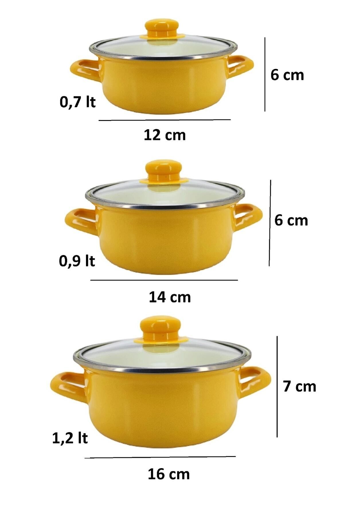 qussine-Enameled Mini Cookware Set - 6 Pieces Yellow Storage Container 3