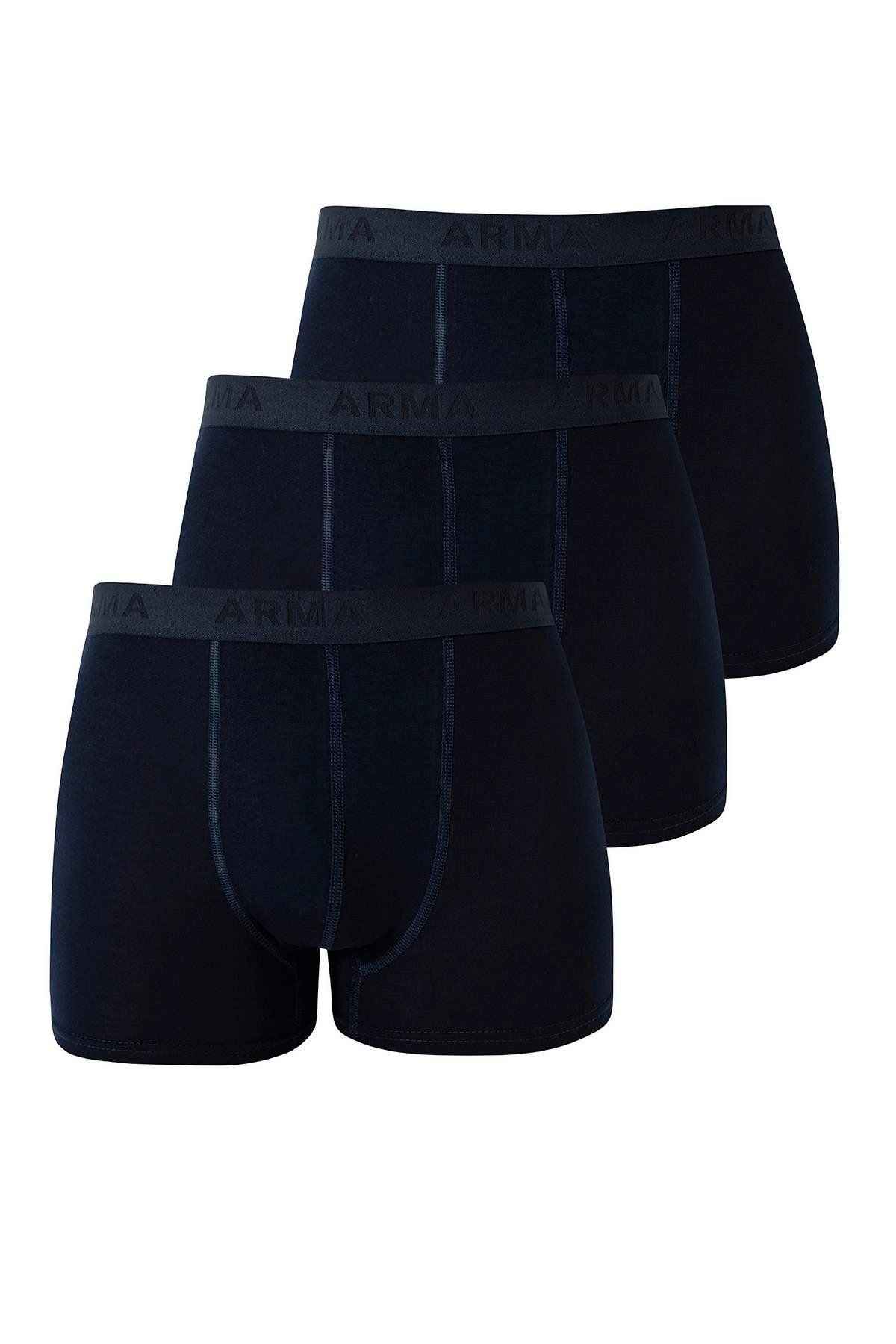 Arma Yıldız-Navy Blue 3-Piece Men's Lycra Boxer Set - Flexible Fabric 1