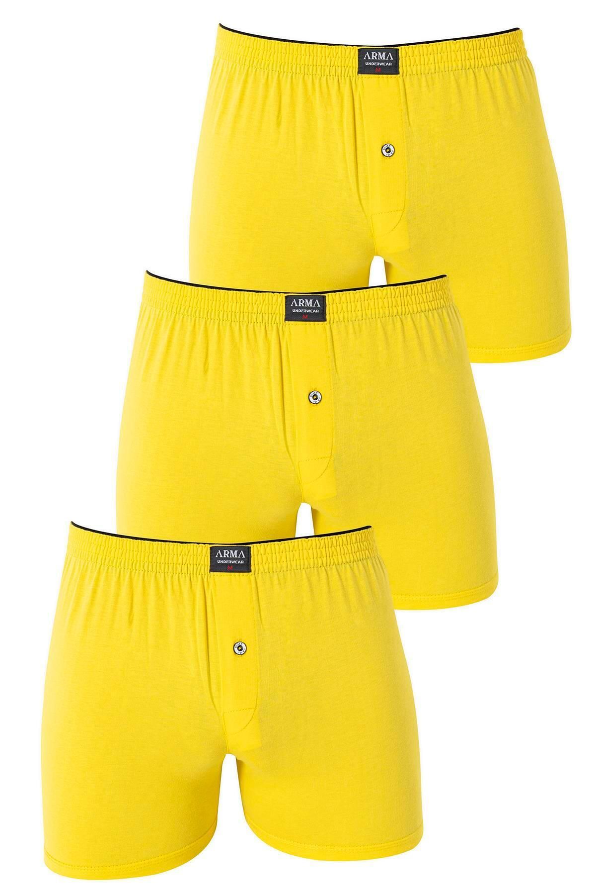Arma Yıldız-Men's Yellow Boxers - Pack of 3 100% Cotton Combed Cotton 1