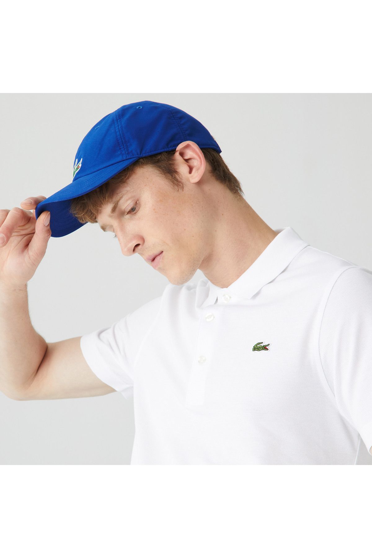تی شرت یقه پولو سفید مردانه چوگان مناسب ورزشی Lacoste