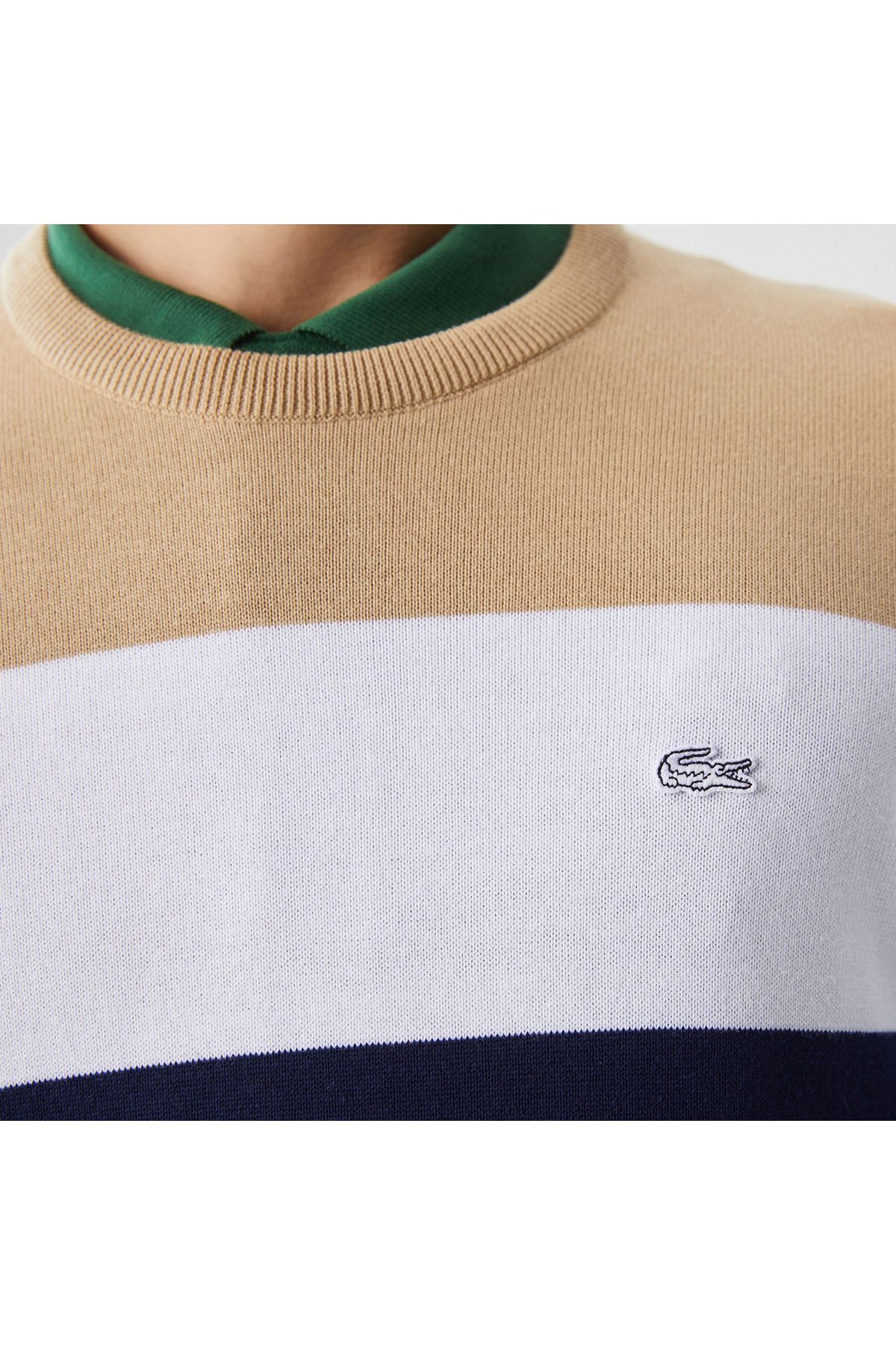 پلیور آبی مردانه لباس یقه دوچرخه مناسب بلوک سرمهای Lacoste