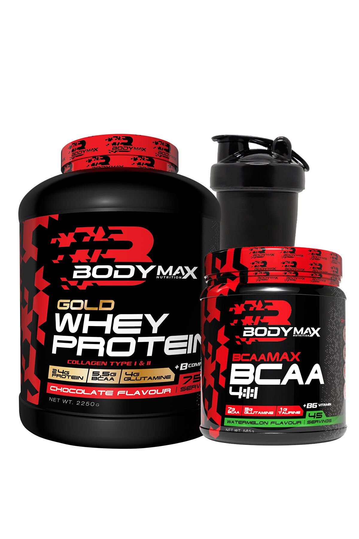 Gold Whey Protein Tozu 2250 Gr Çikolatalı + Bcaamax Bcaa 585 Gr Karpuzlu + Shaker