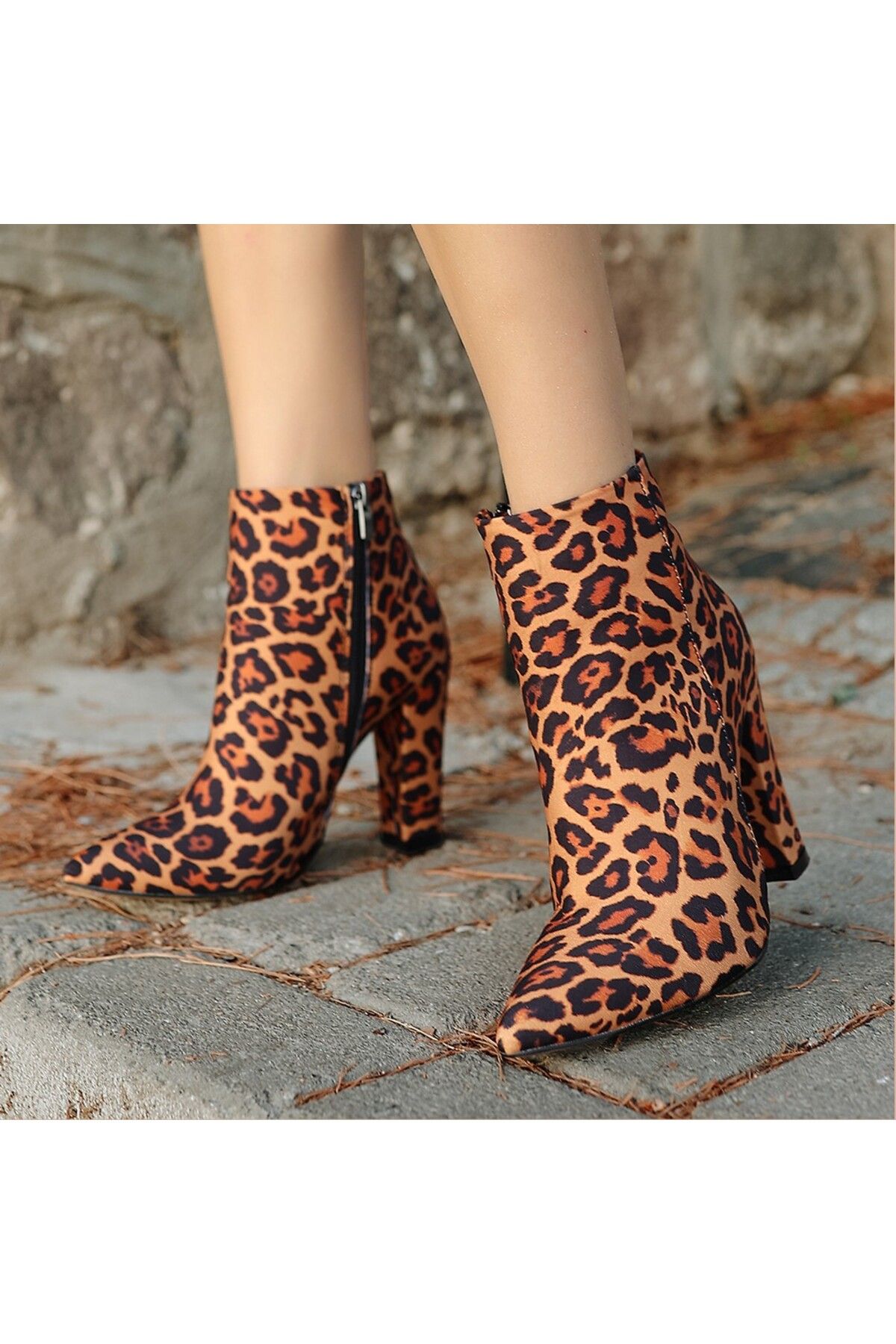 Erbilden-Cizme cu toc din satin leopard Loora 4