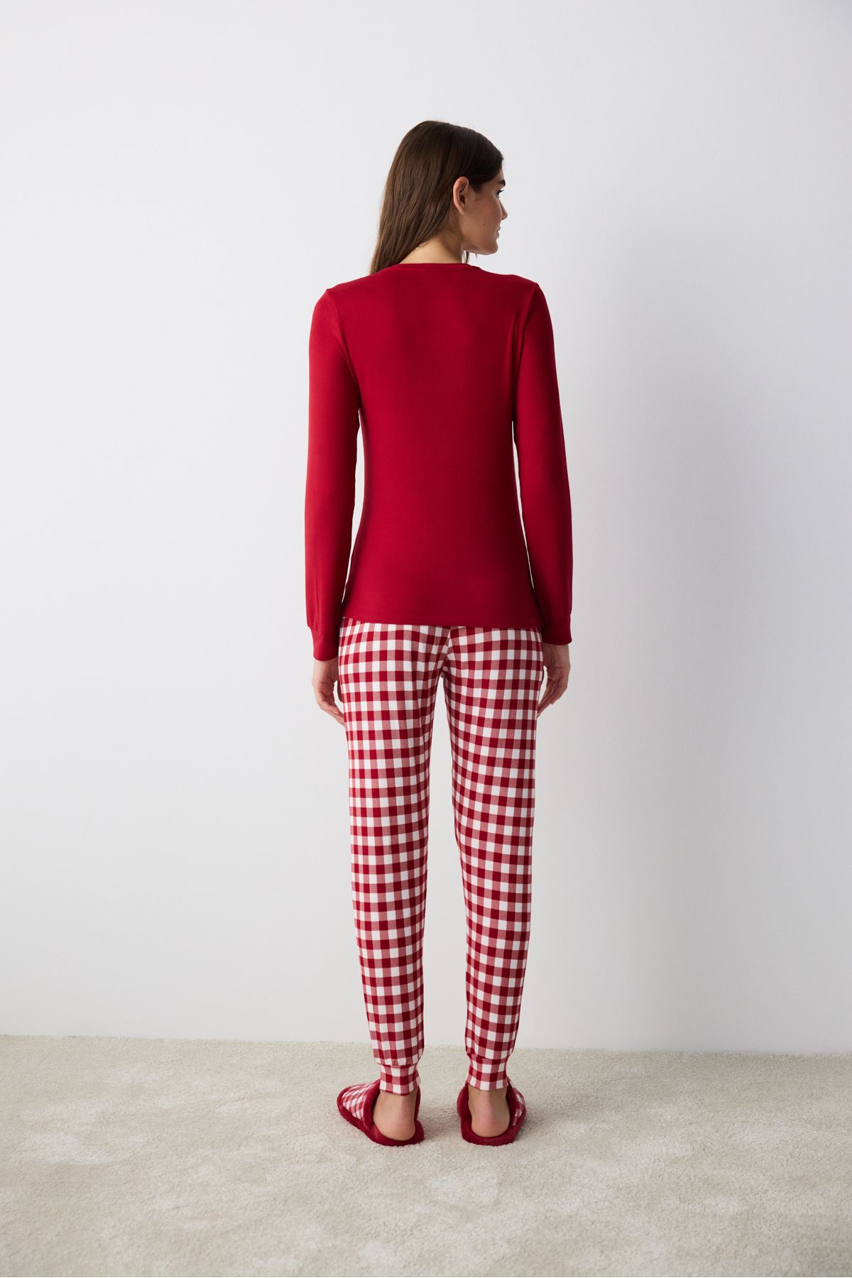 Penti-Coffee Time Red Thermal Trousers Pajama Set 4