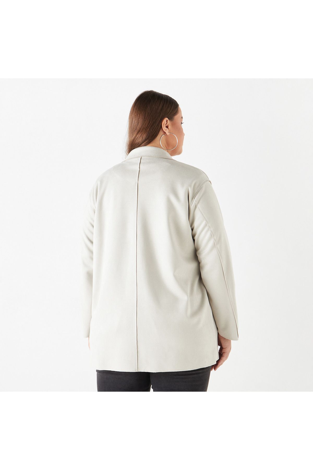 Ulla Popken-Plus Size Solid Open Front Jacket With Pockets 3