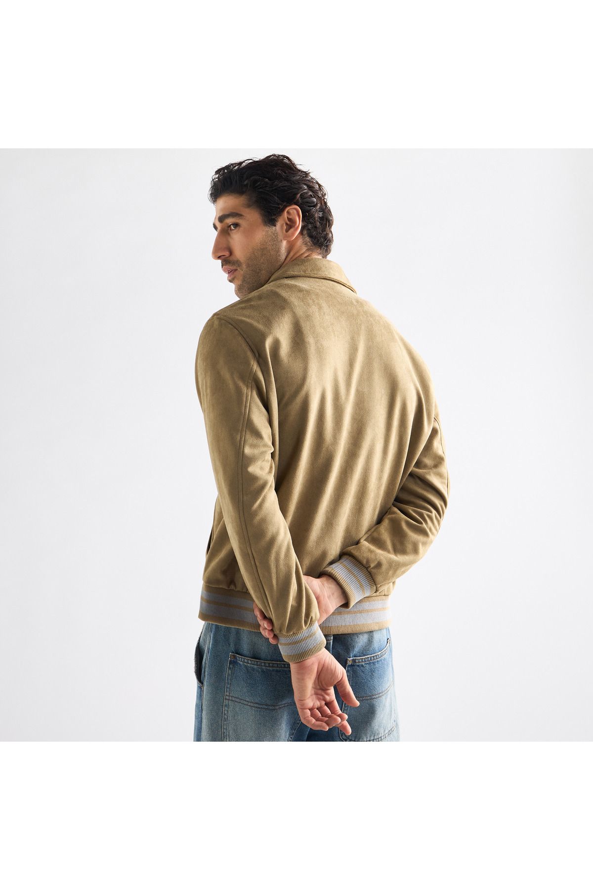 FAV-Striped Collared Varsity Jacket With Long Sleeves And Button Closure 4