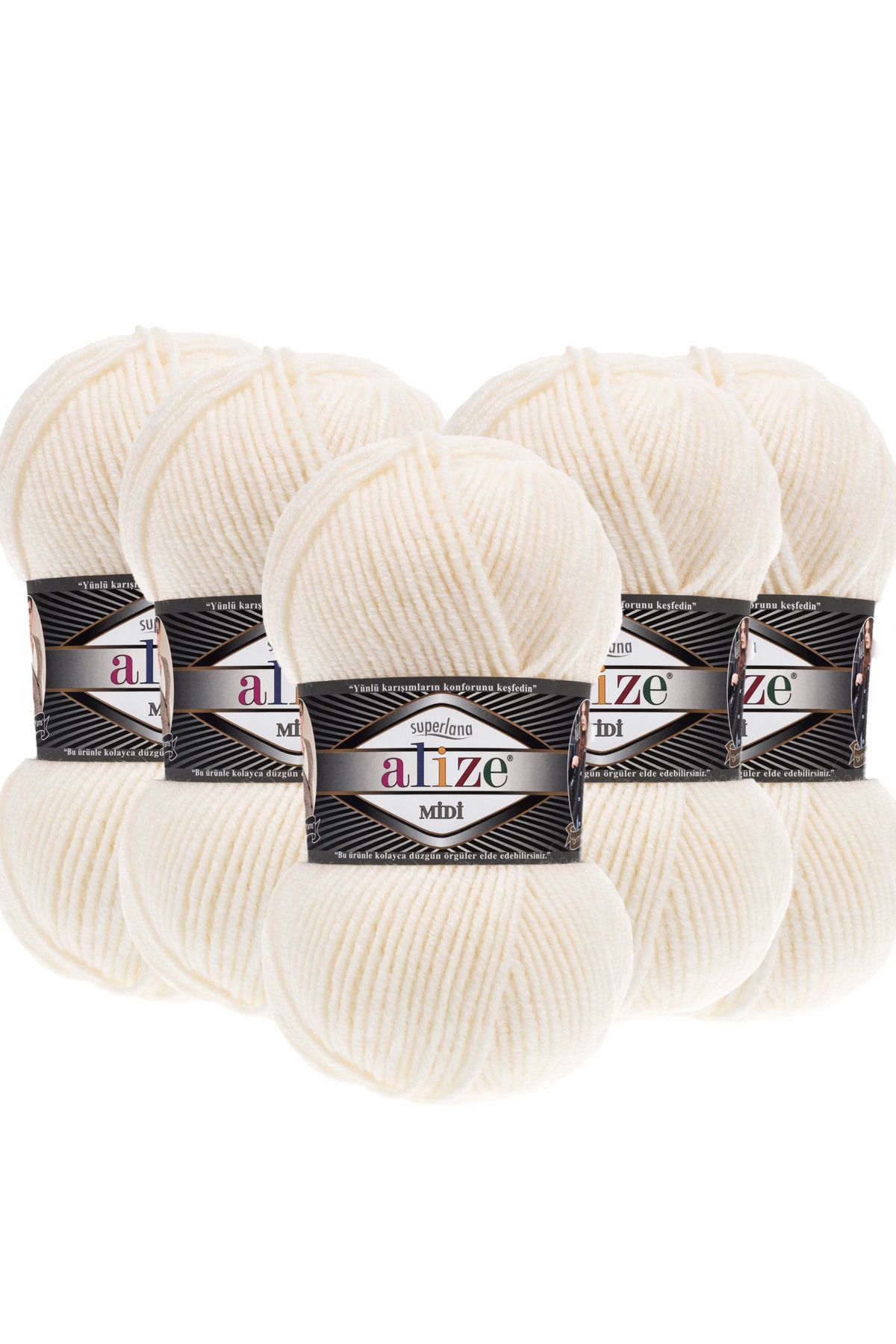Alize-5 Pieces Midi Alize - Superlana Medium Thick Wool Yarn 100Gr 170Mt.62 1